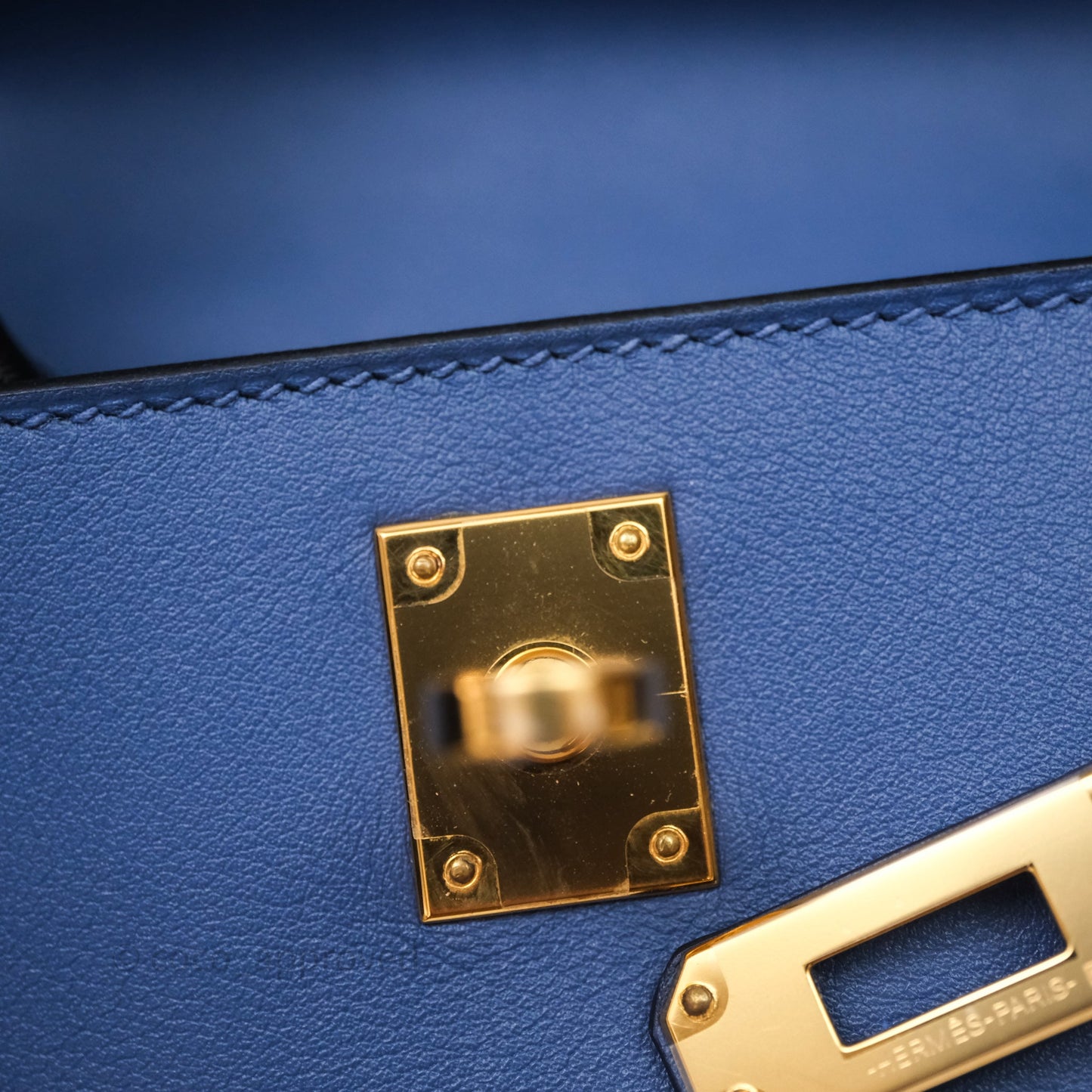Hermès Kelly Pochette Clutch Bleu Brighton 7E Swift Gold Hardware