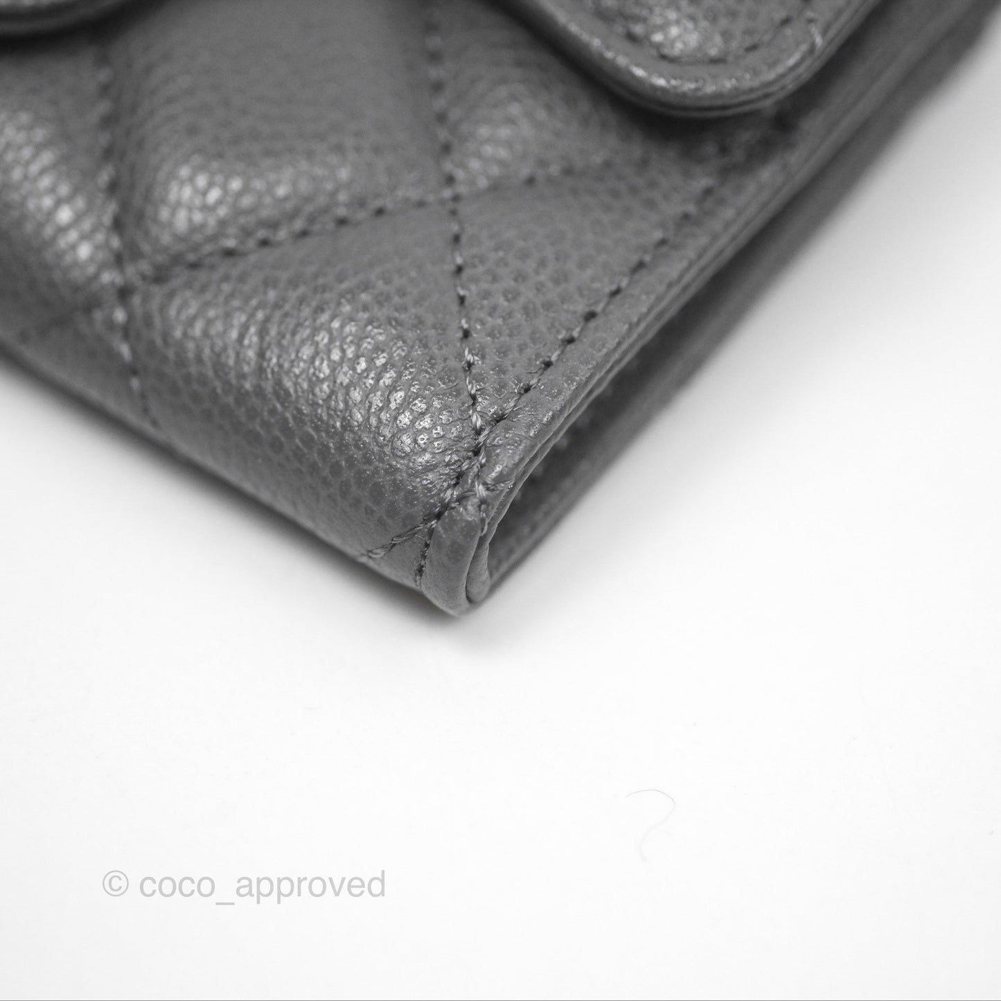 Chanel Classic Flap Card Holder Dark Grey Caviar Gold Hardware