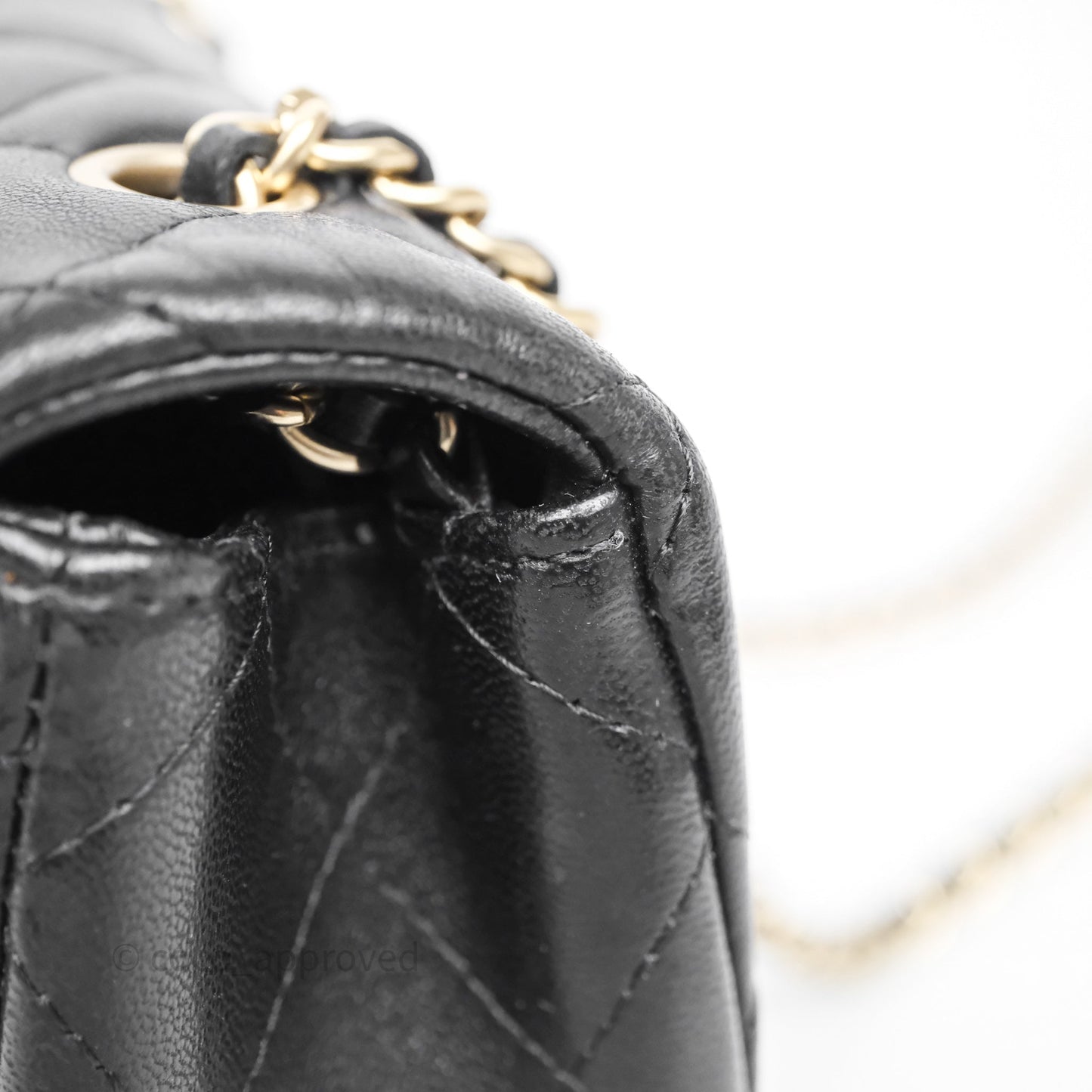 Chanel Quilted Extra Mini Rectangular Flap Black Lambskin Aged Gold Hardware