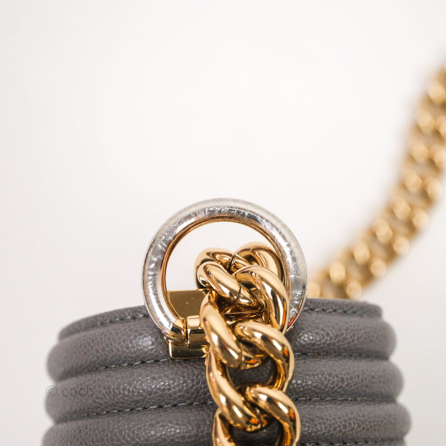Chanel Small Boy Dark Grey Caviar Gold Hardware