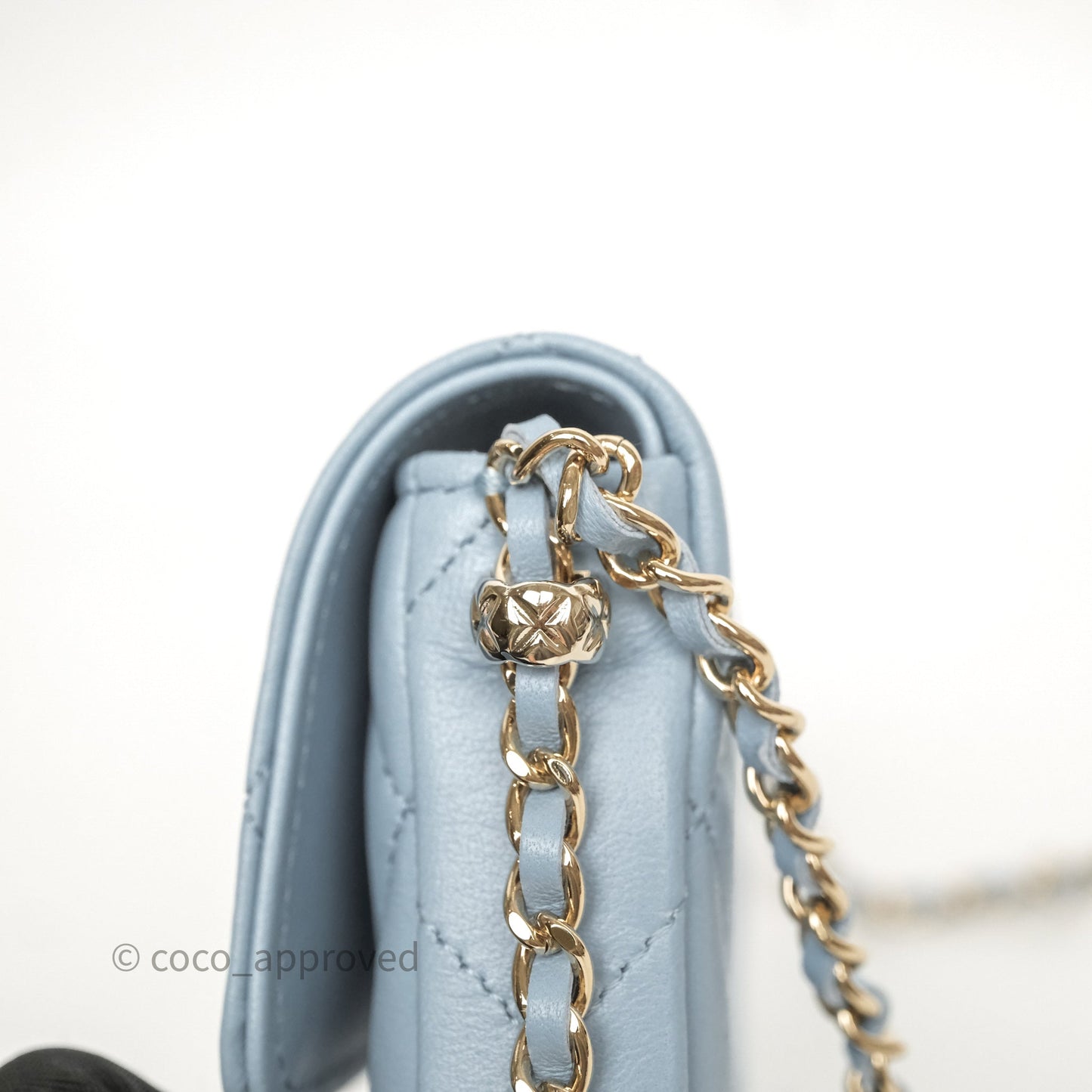 Chanel Mini Chain Around Clutch With Chain Blue Lambskin Gold Hardware