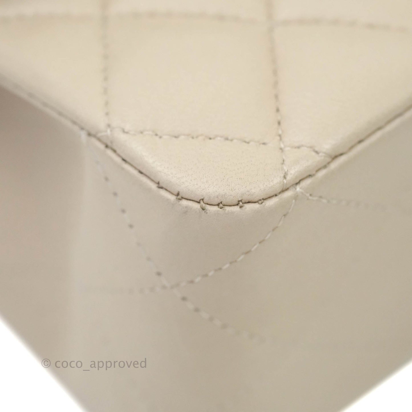 Chanel Classic M/L Medium Double Flap Cream Lambskin Silver Hardware