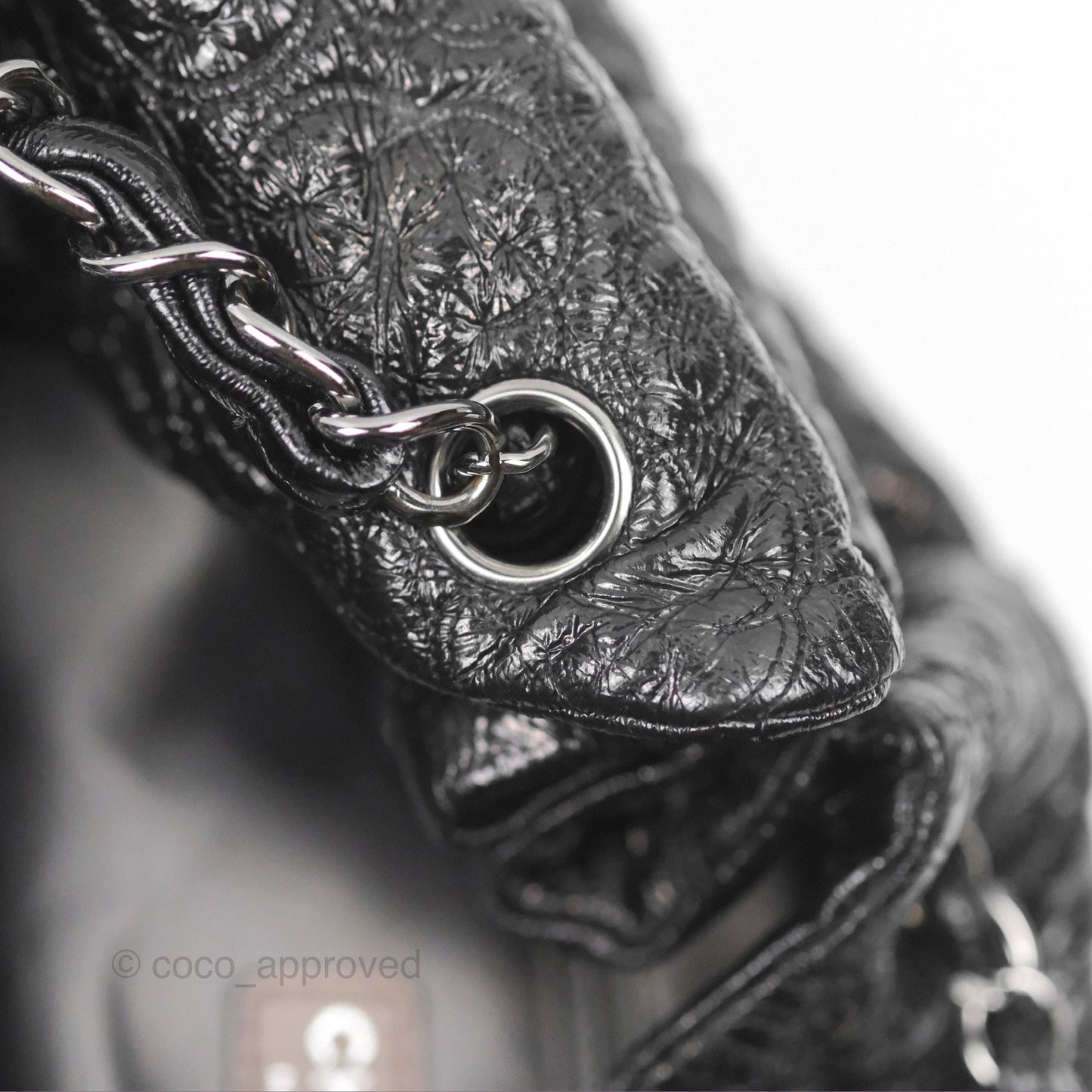 Chanel Rock In Moscow Cabas Tote Bag Black Glazed Crumpled Leather Gun Metal