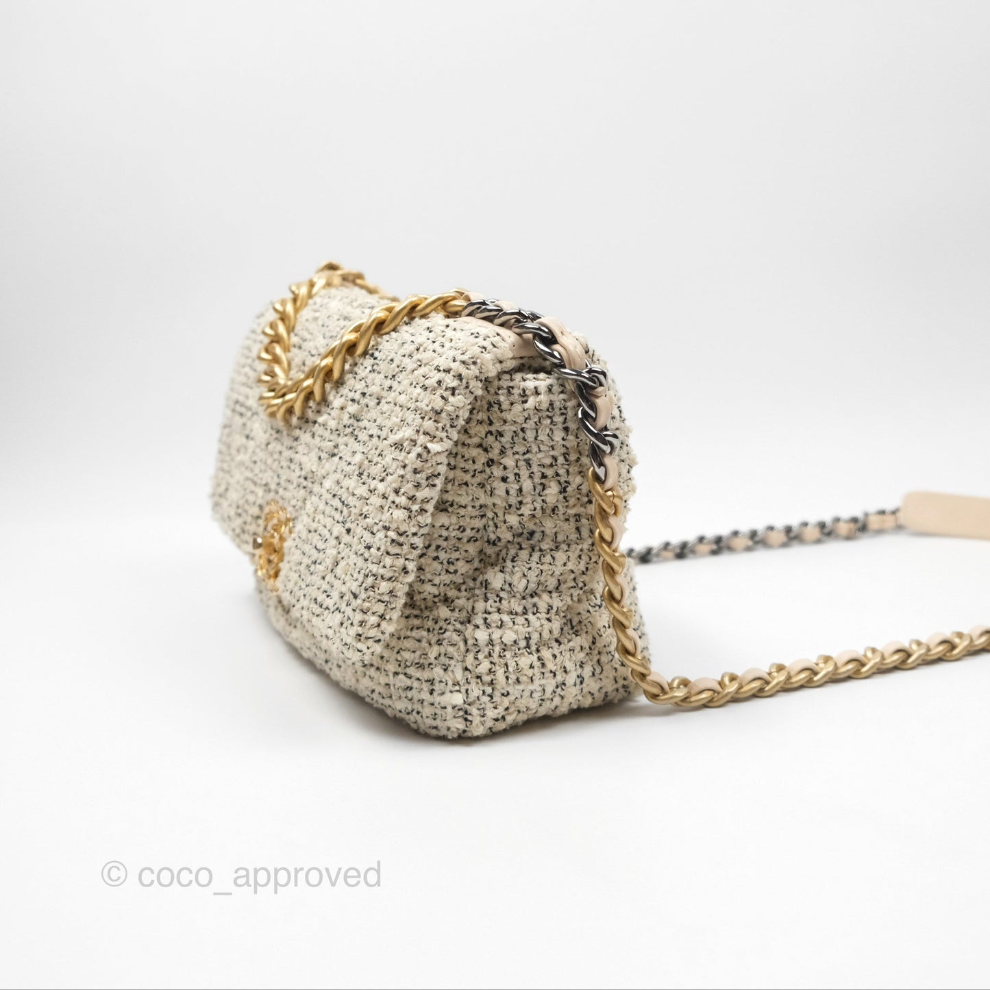 Chanel 19 Small Tweed Oreo Cream Mixed Hardware