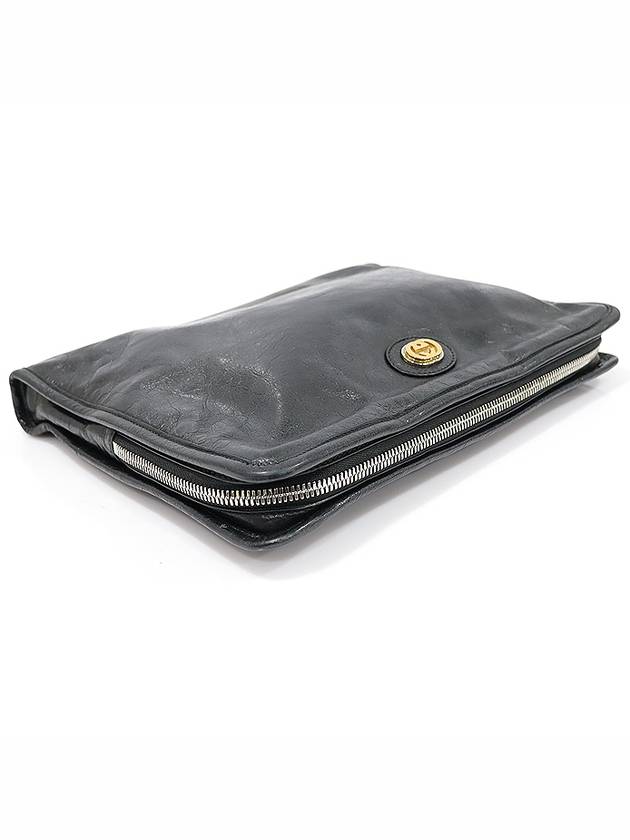 Luxury Gucci Trending 2025 575829 Black Soft Leather Two tone Interlocking G Portfolio Clutch Briefcase