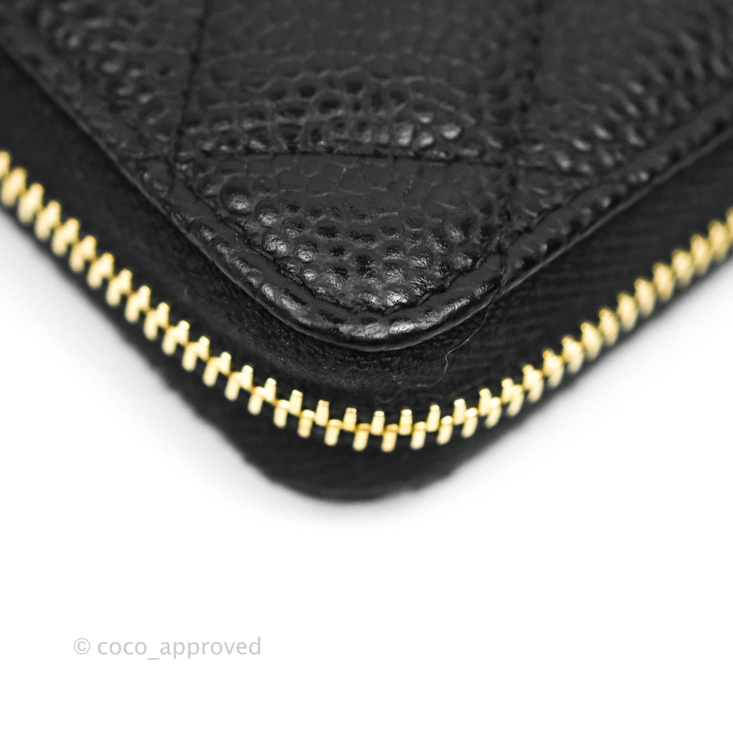 Chanel Classic Zipped Coin Purse Black Caviar Gold Hardware