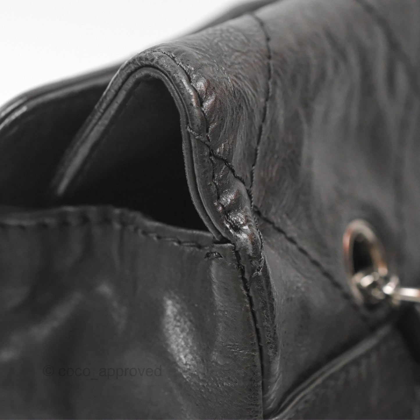 Chanel Large Hamptons Shopping Tote Black Washed Calfskin