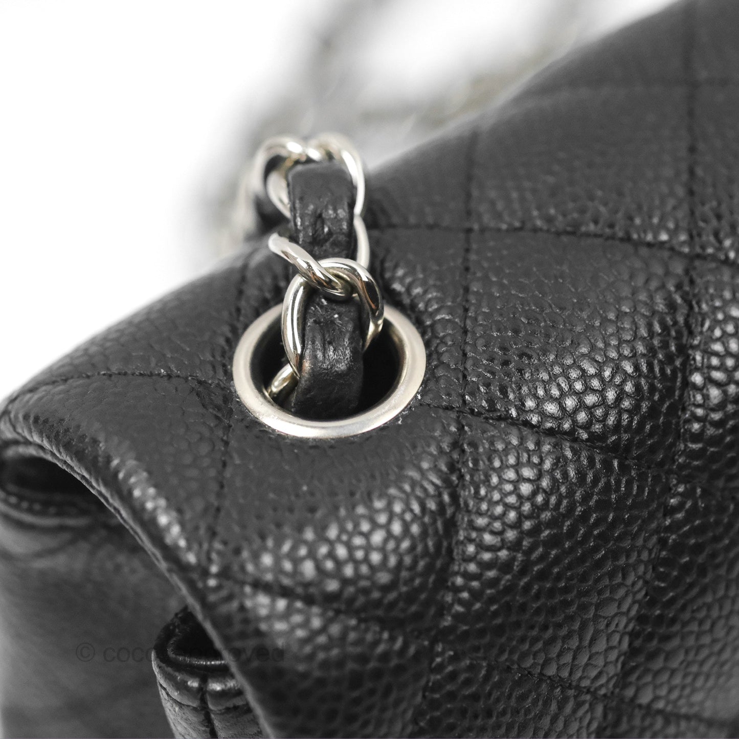 Chanel Classic Quilted Mini Rectangular Flap Black Caviar Silver Hardware