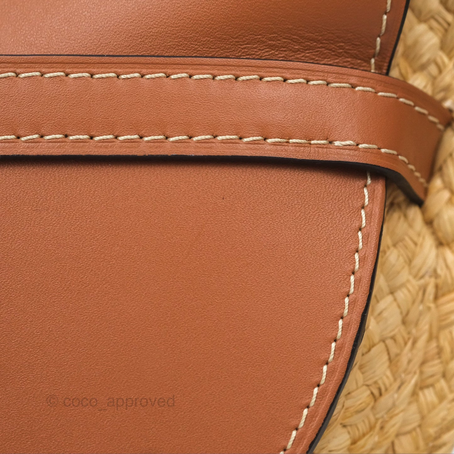 Loewe Small Raffia Gate Bag Smooth Calfskin in Tan