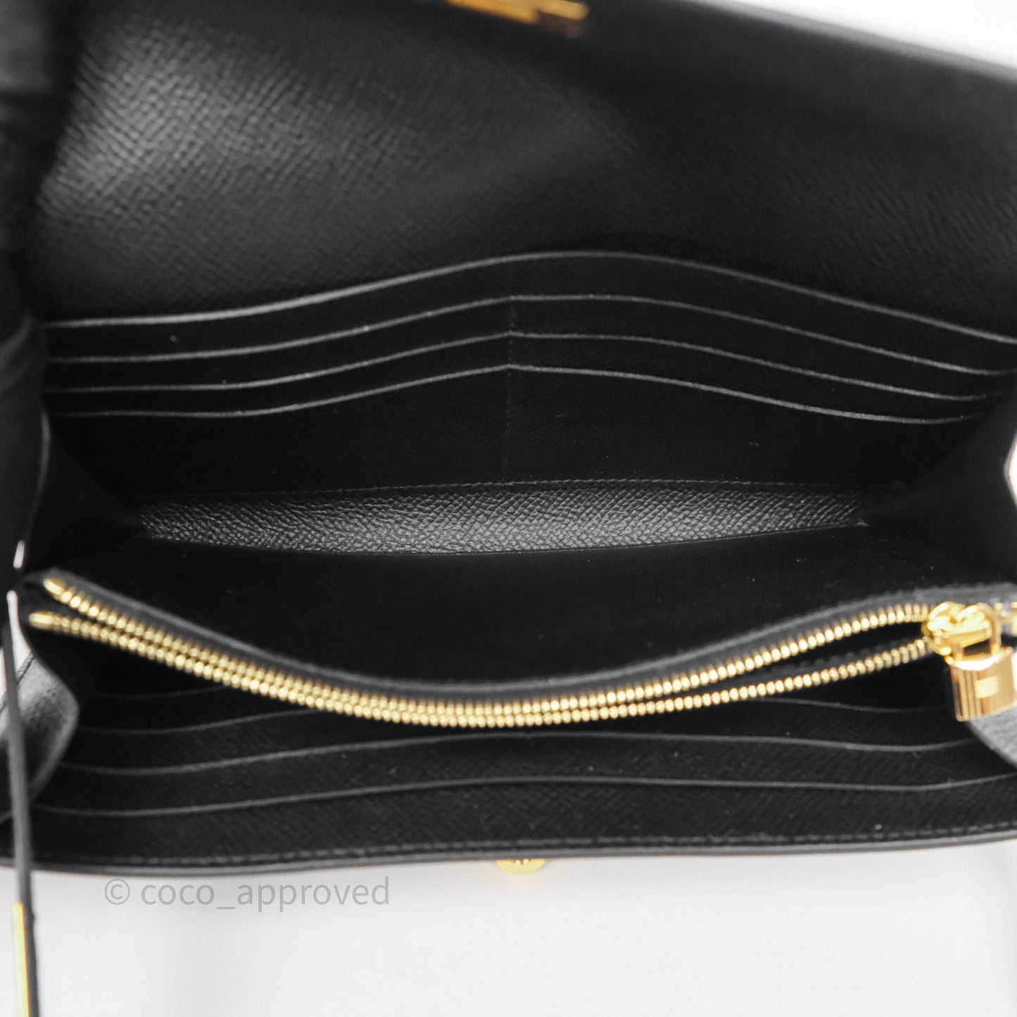 Hermès Kelly Wallet Black Noir 89 Epsom Gold Hardware