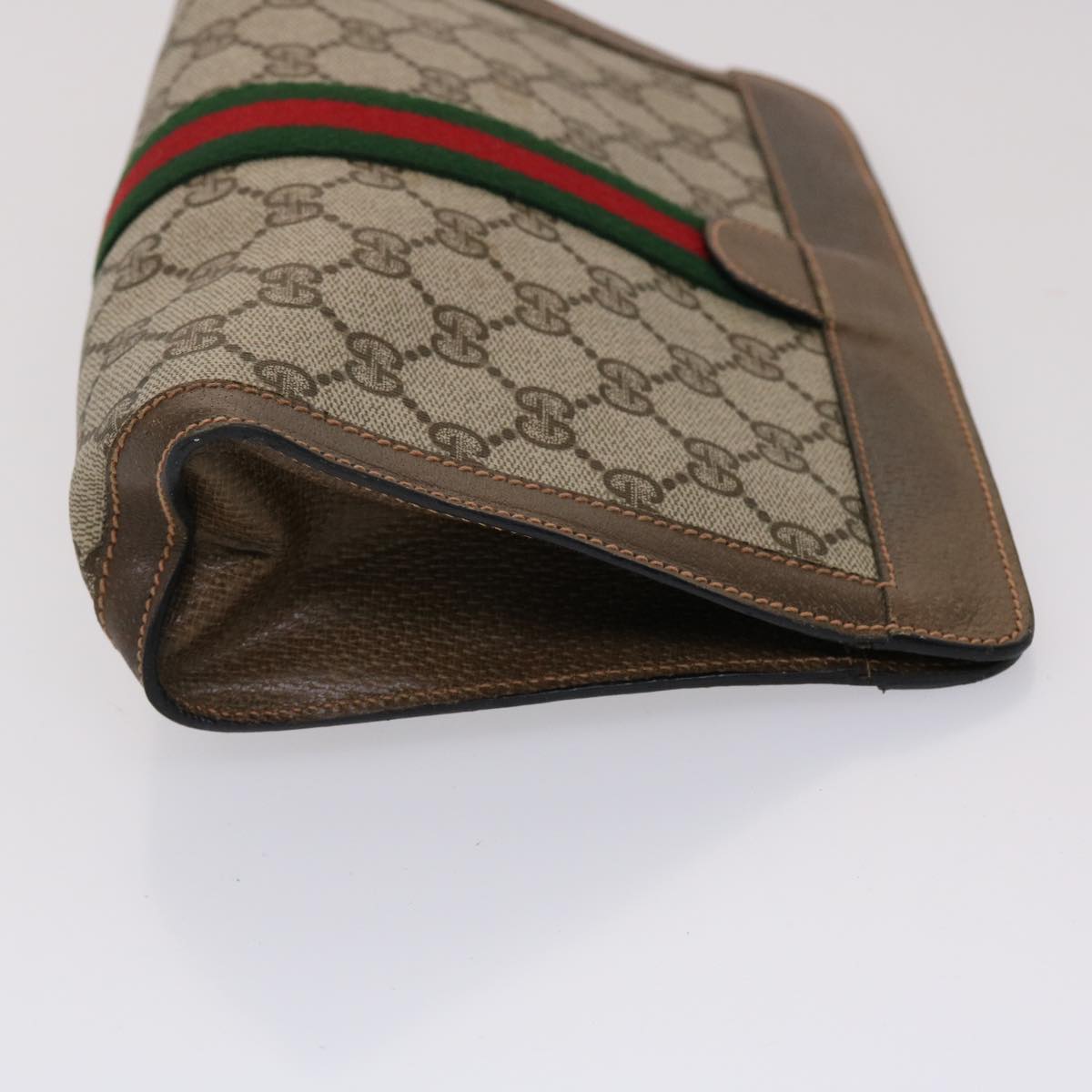 Luxury Gucci Trending 2025 GG Canvas Web Sherry Line Clutch Bag PVC Leather Beige Green