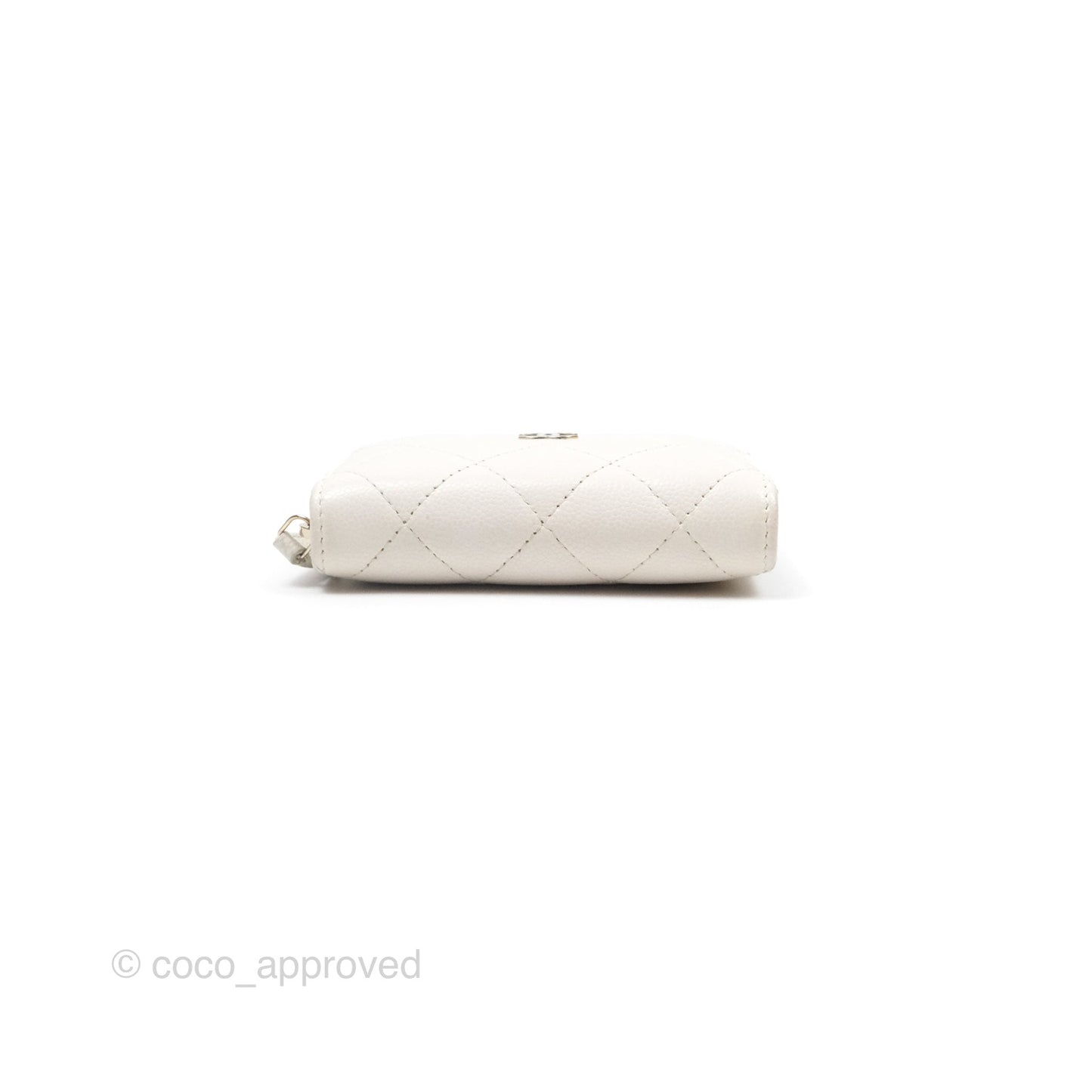 Chanel Classic Zipped Coin Purse White Caviar Gold Hardware