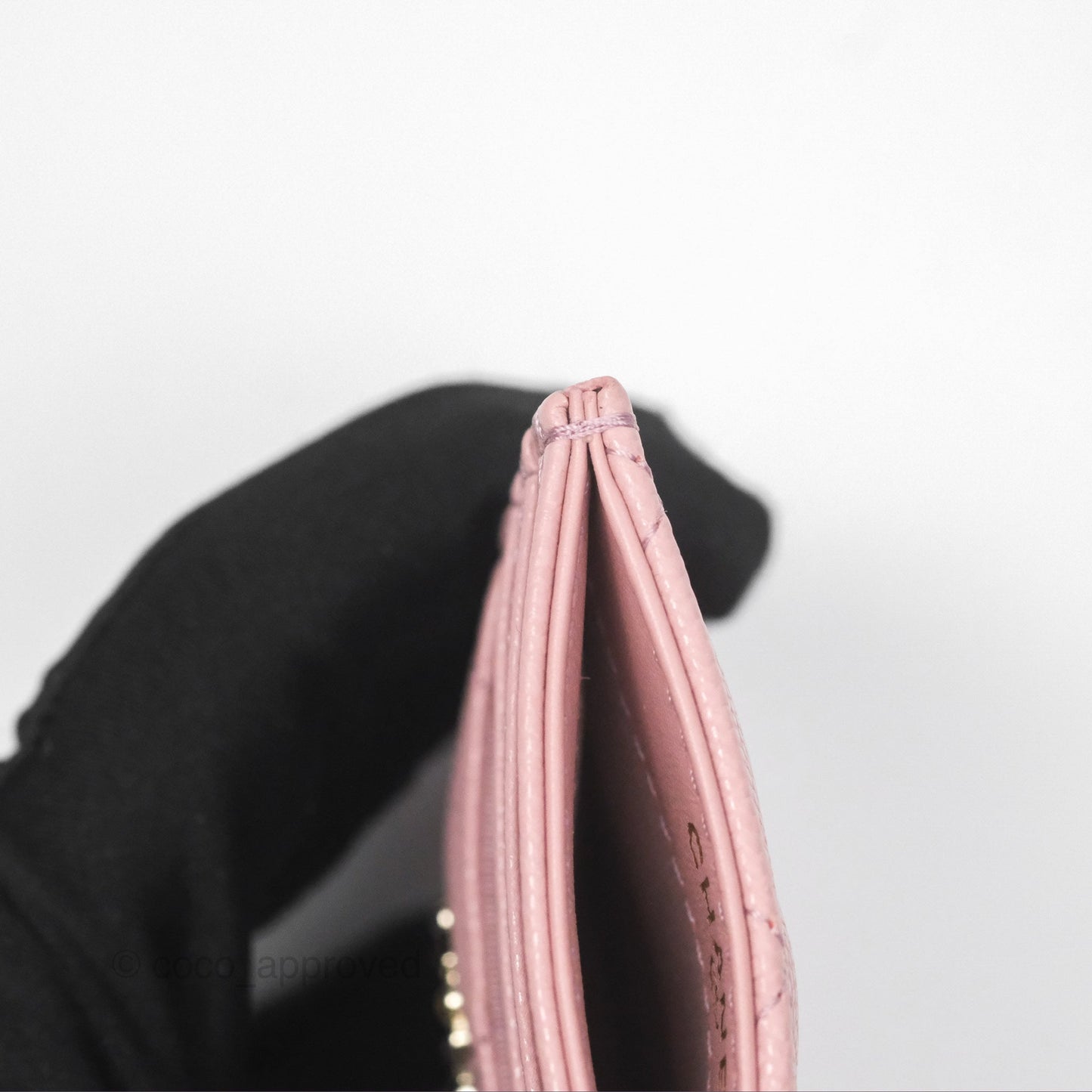 Chanel CC Resin Stone Card Holder Pink Caviar 23K