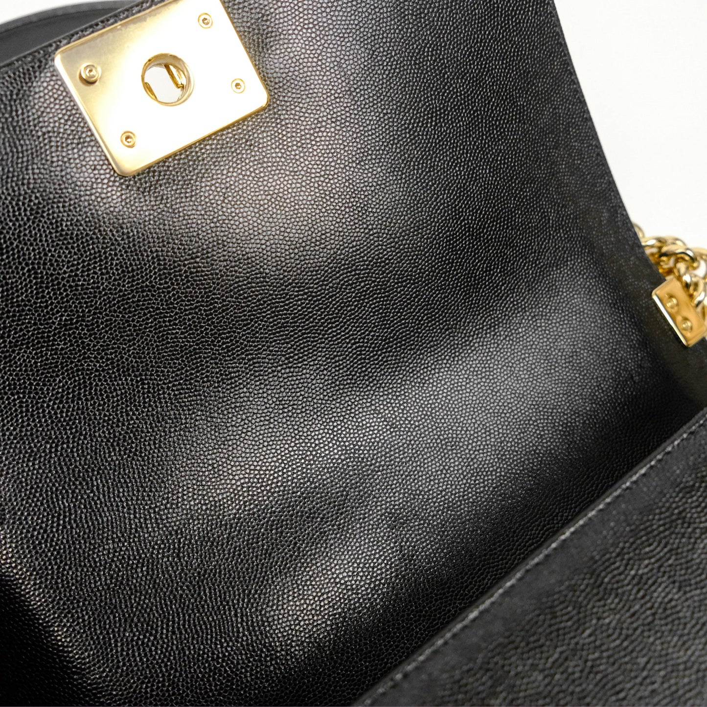 Chanel Medium Boy Chevron Black Caviar Gold Hardware