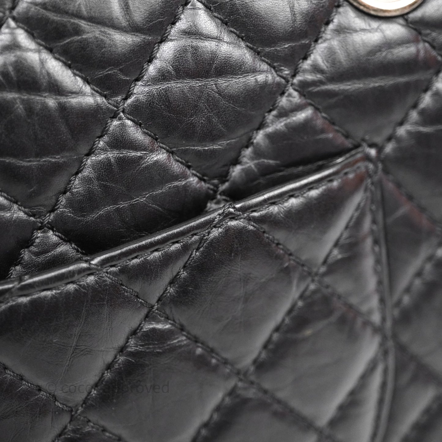Chanel Reissue 225 Quilted Black Crumple Calfskin Ruthenium Hardware