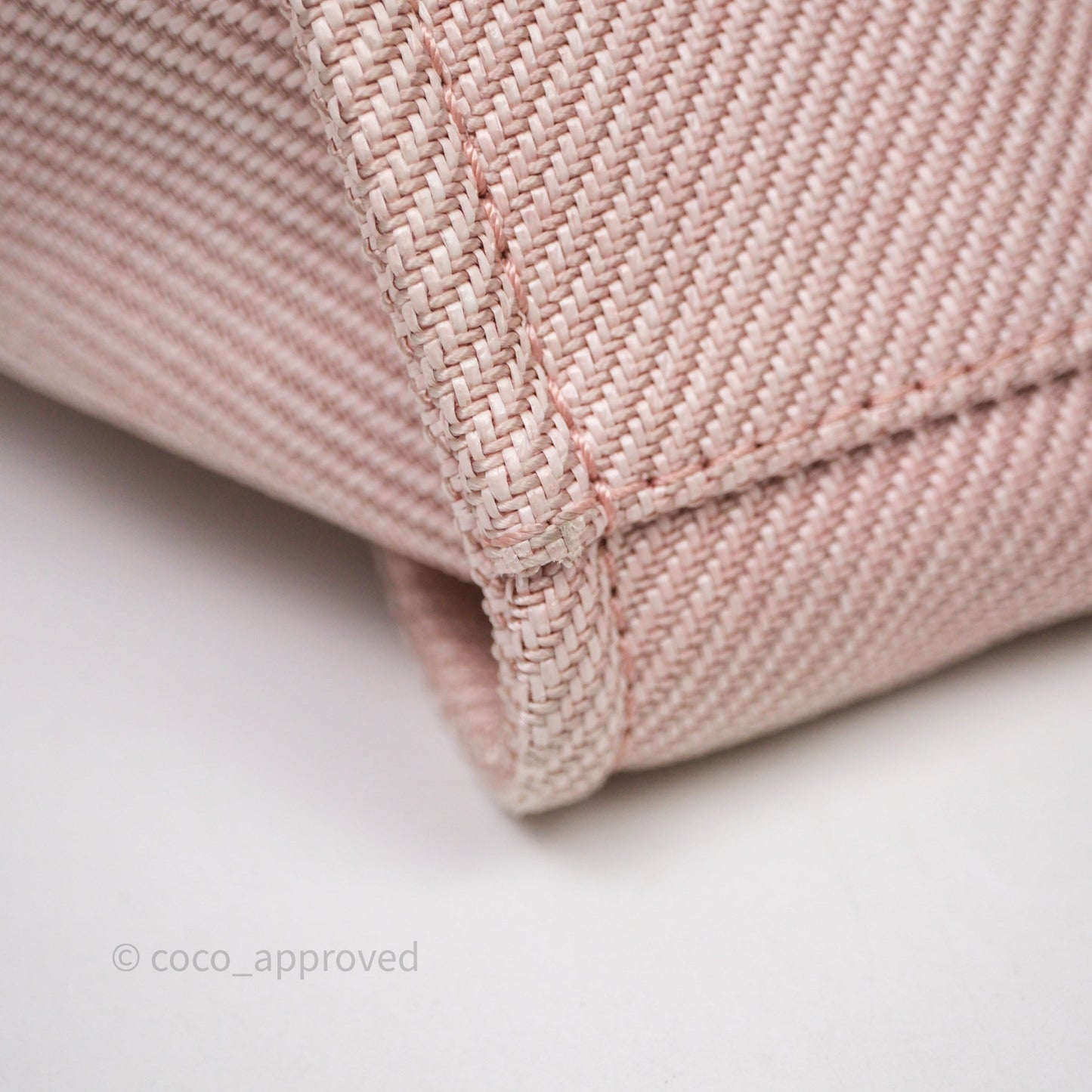 Chanel Large Deauville Tote Pink Canvas Gold Hardware