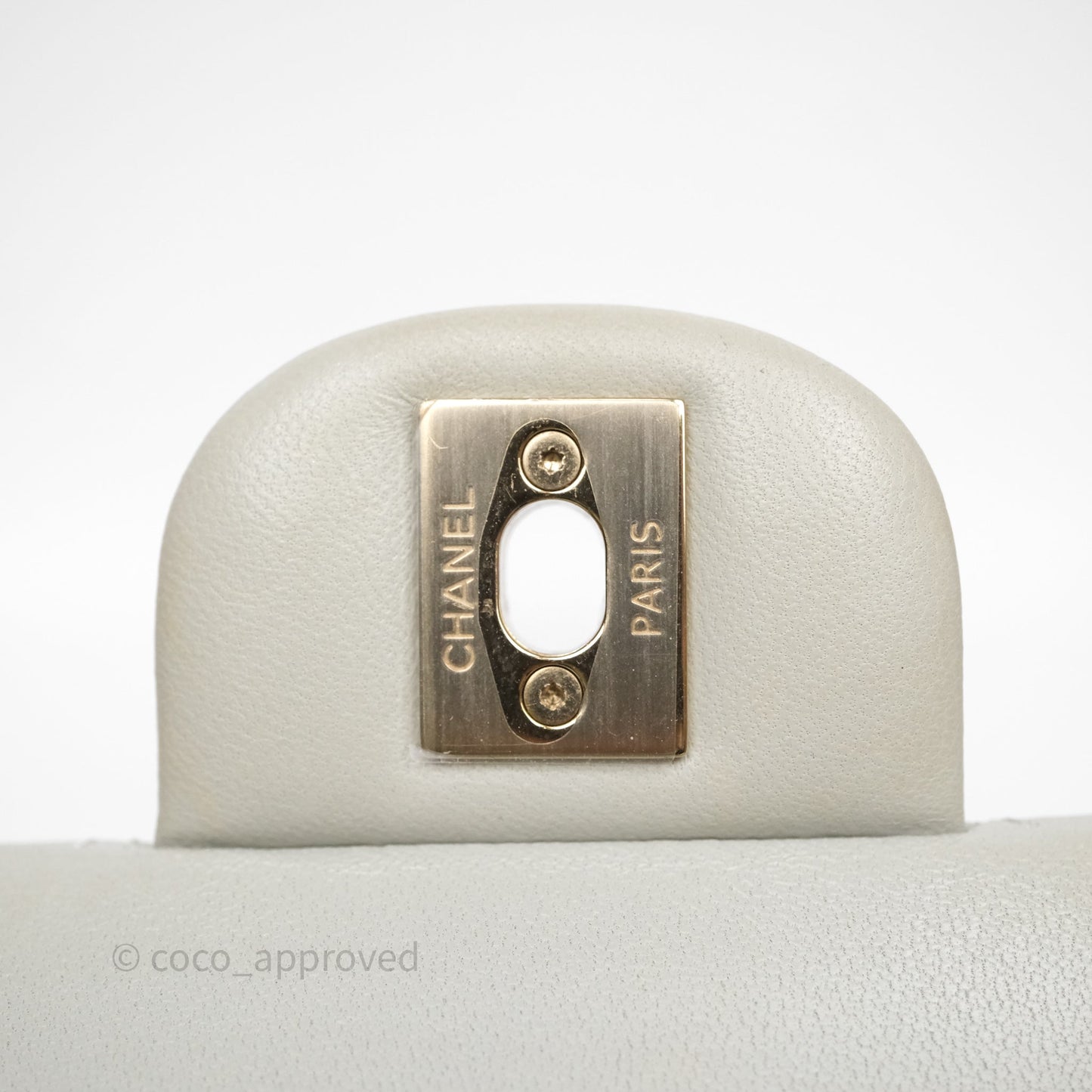 Chanel Small Classic Flap Quilted Grey Lambskin Gold Hardware