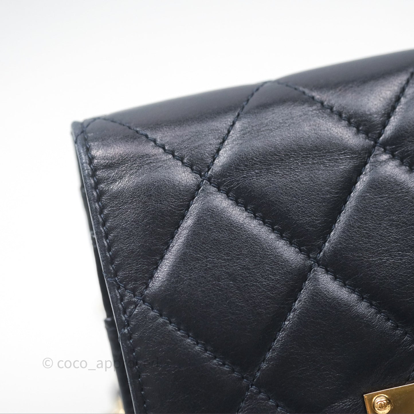 Chanel Golden Class Wallet on Chain WOC Navy Lambskin Gold Hardware