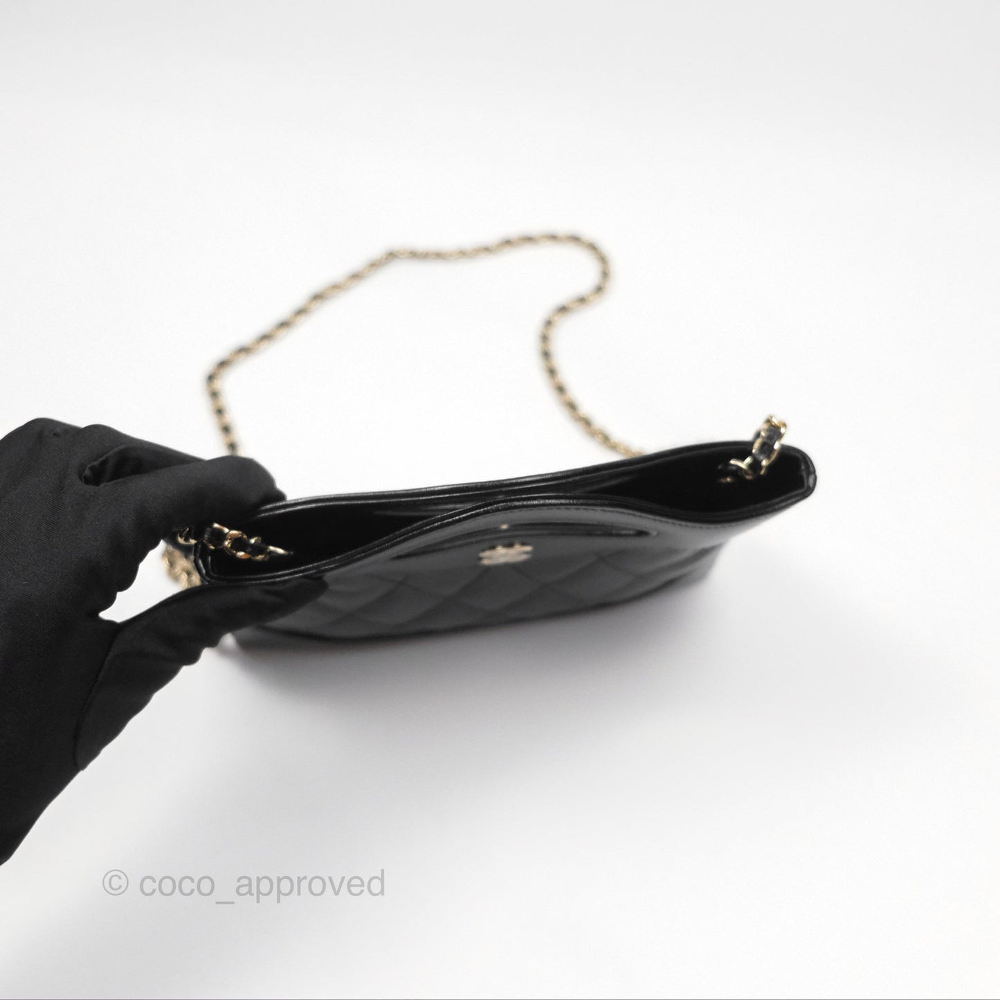 Chanel Nano 31 Black Shiny Lambskin Gold Hardware