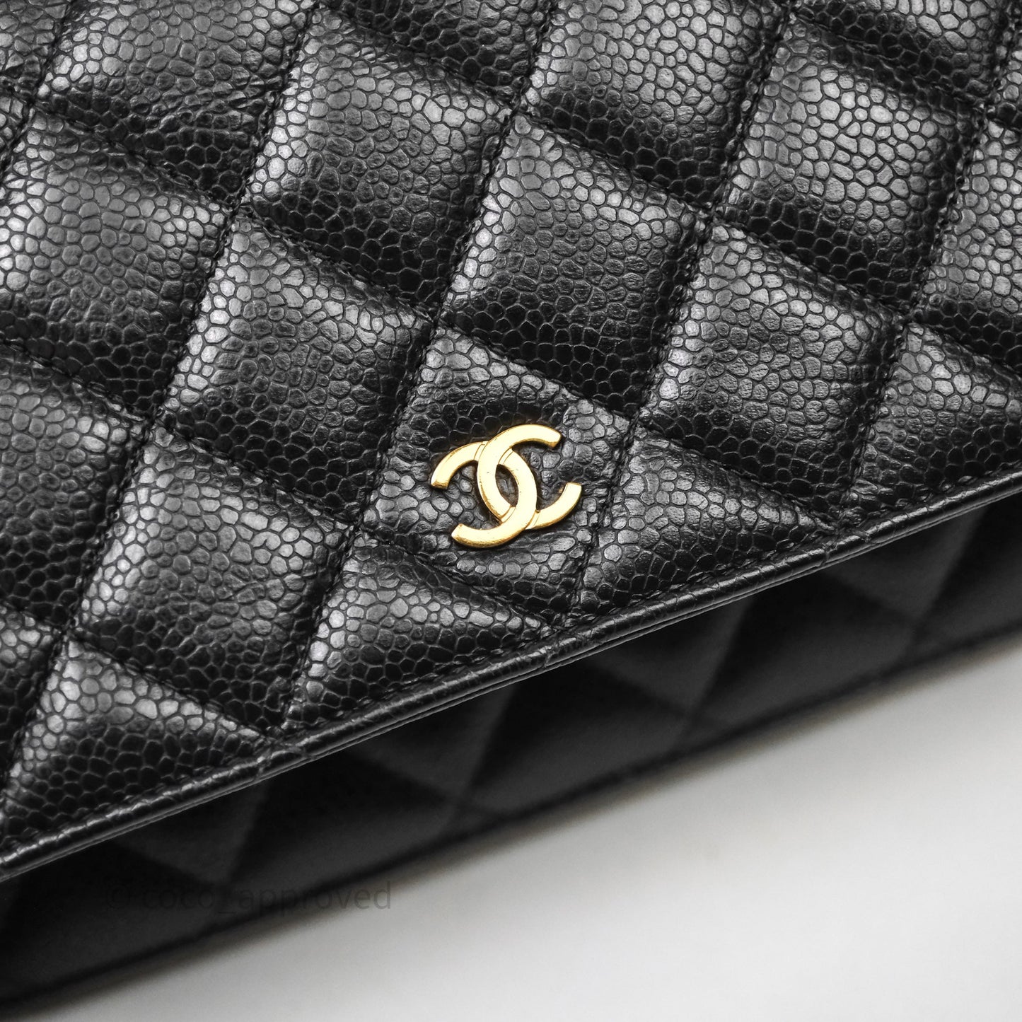 Chanel Classic Wallet On Chain WOC Quilted Black Caviar Gold Hardware