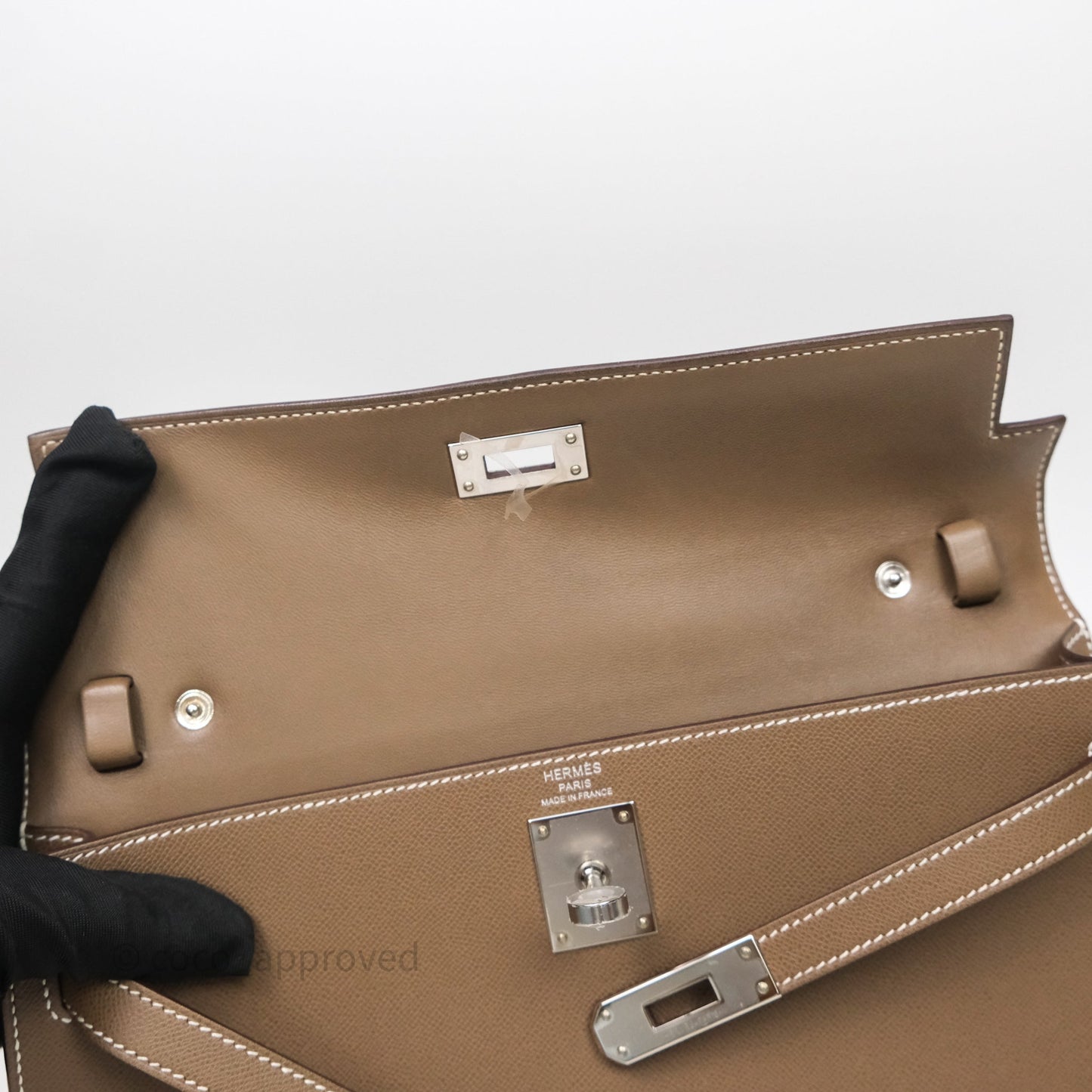 Hermes Kelly Elan Etoupe Madame Palladium Hardware