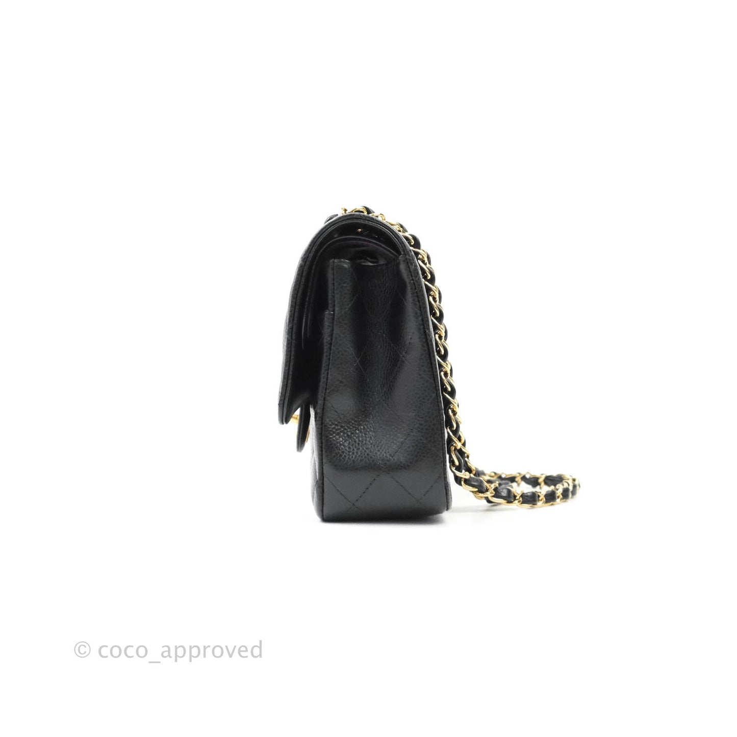 Chanel Quilted M/L Medium Double Flap Black Caviar Gold Hardware