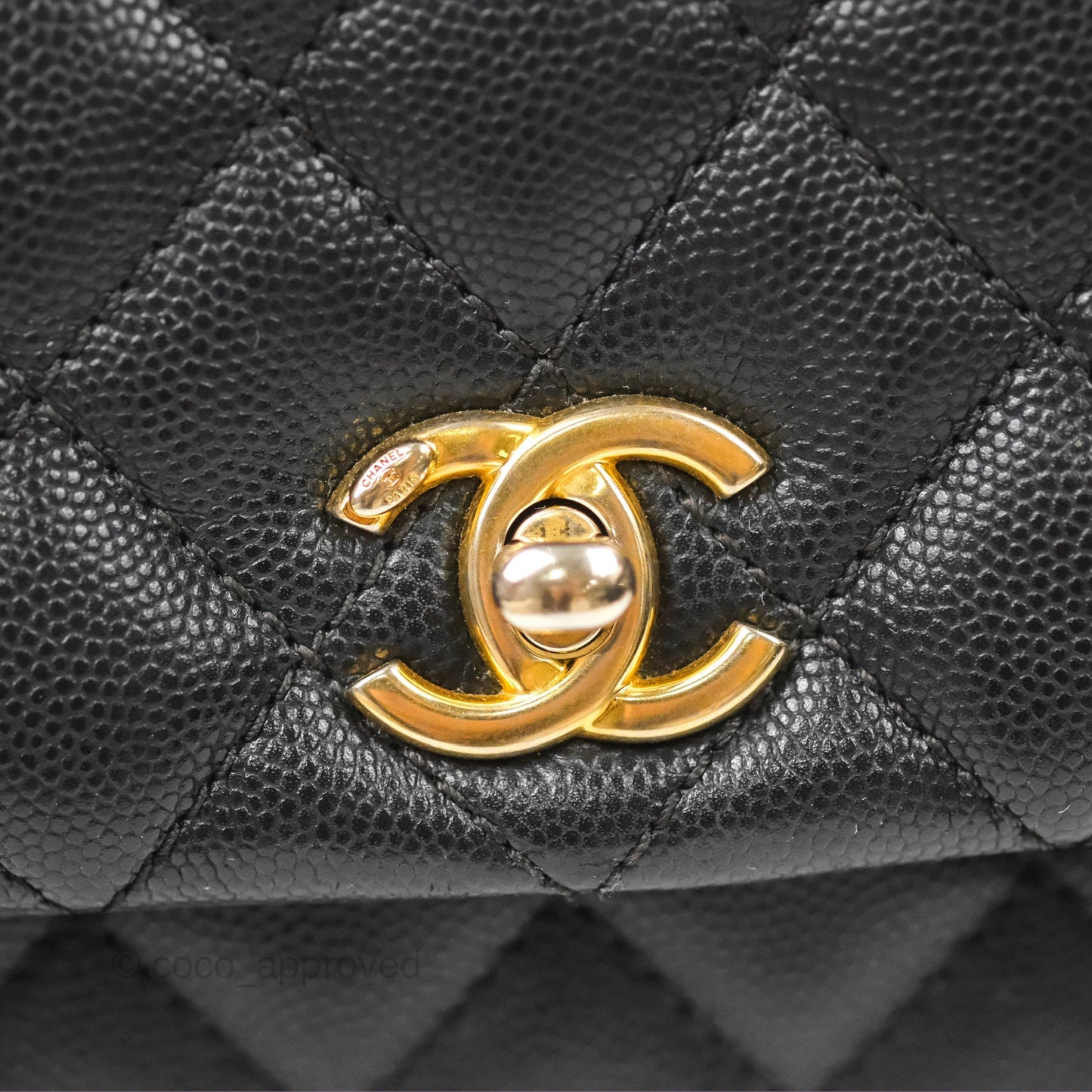 Chanel Small Coco Handle Quilted Black Caviar Gold Hardware
