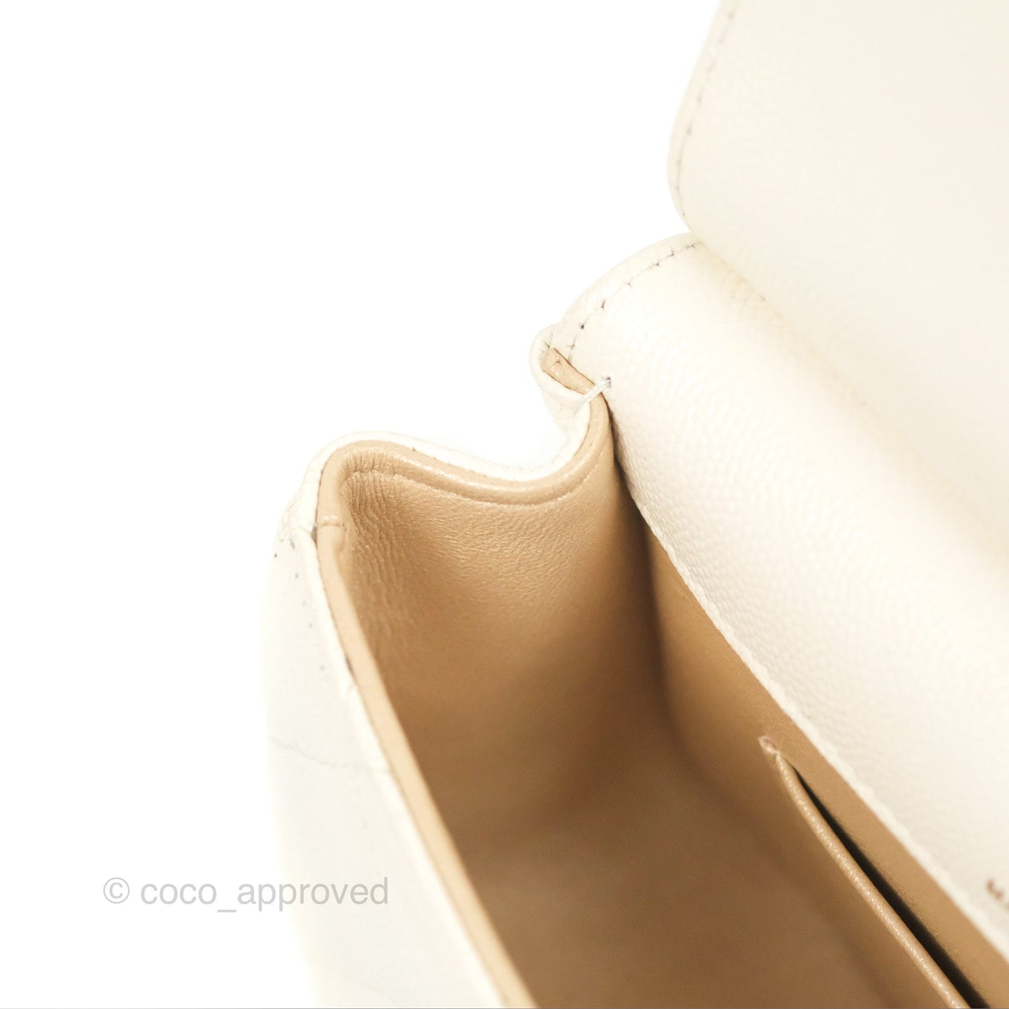 Chanel Clutch with Chain Ivory White Caviar Gold Hardware 22K