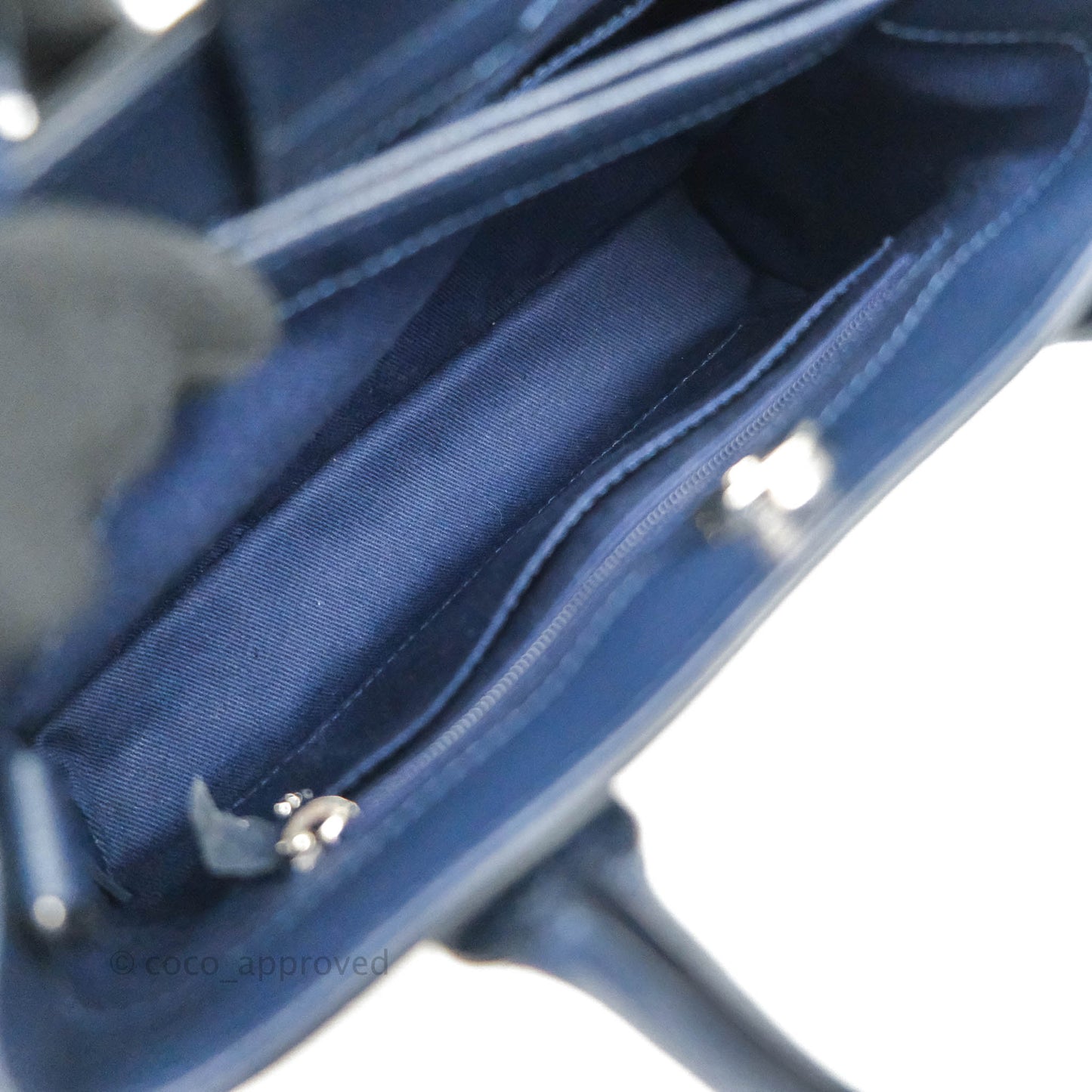 Chanel Mini Neo Executive Shopper Tote Black Grained Calfskin Navy Silver Hardware