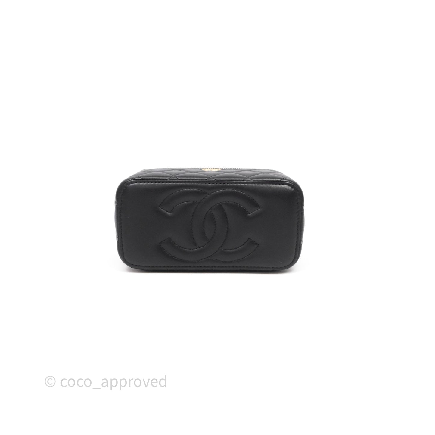 Chanel Vanity Rectangular Metal Top Handle Black Lambskin Aged Gold Hardware