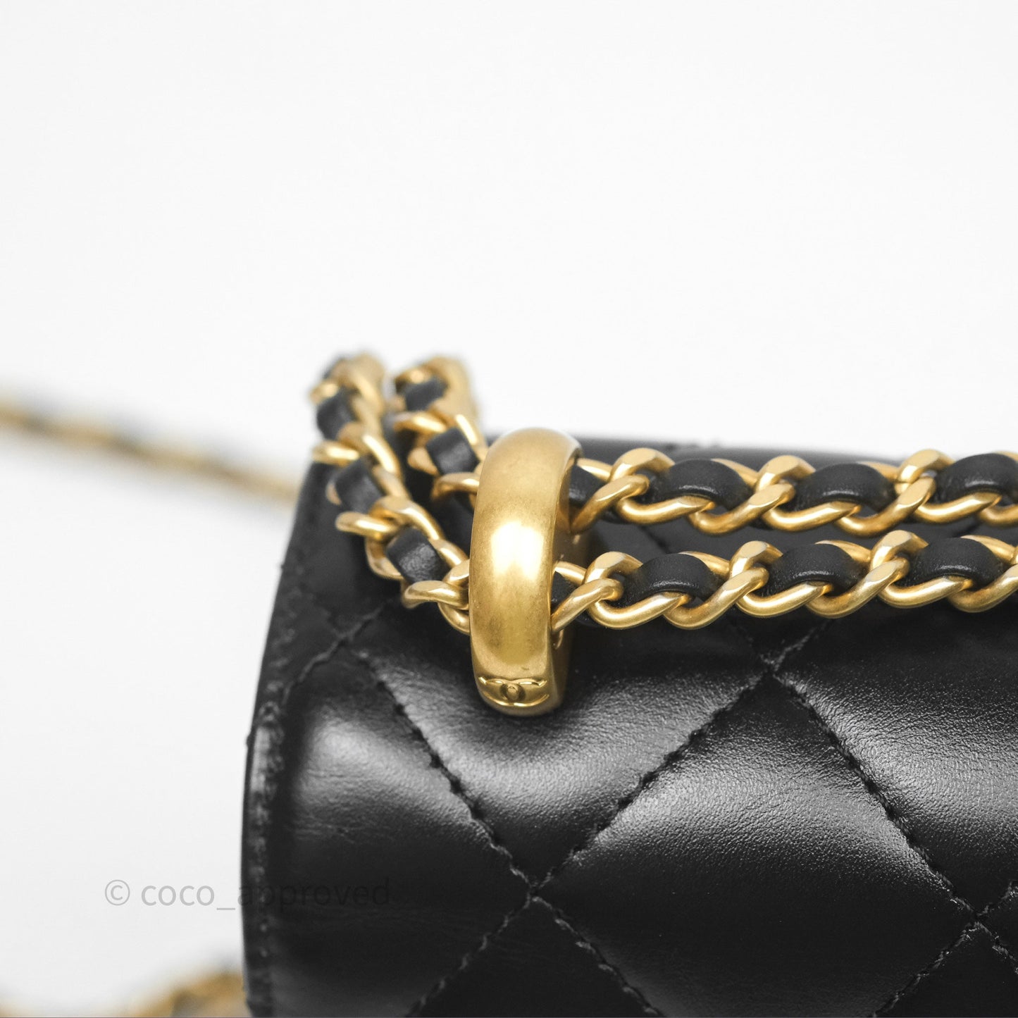Chanel Quilted Small Perfect Fit Adjustable Black Calfskin Aged Gold Hardware