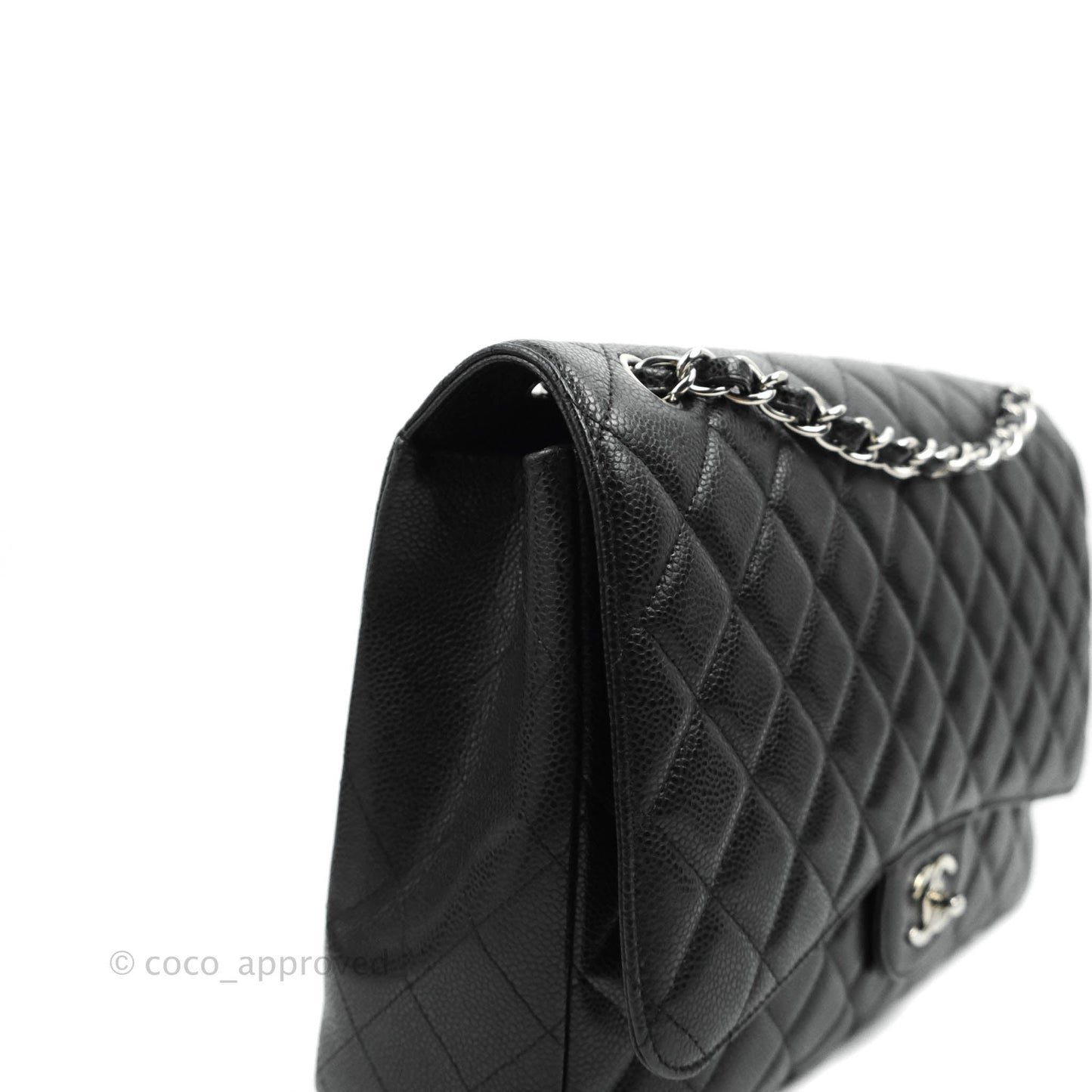 Chanel Single Flap Maxi Caviar Black Silver Hardware
