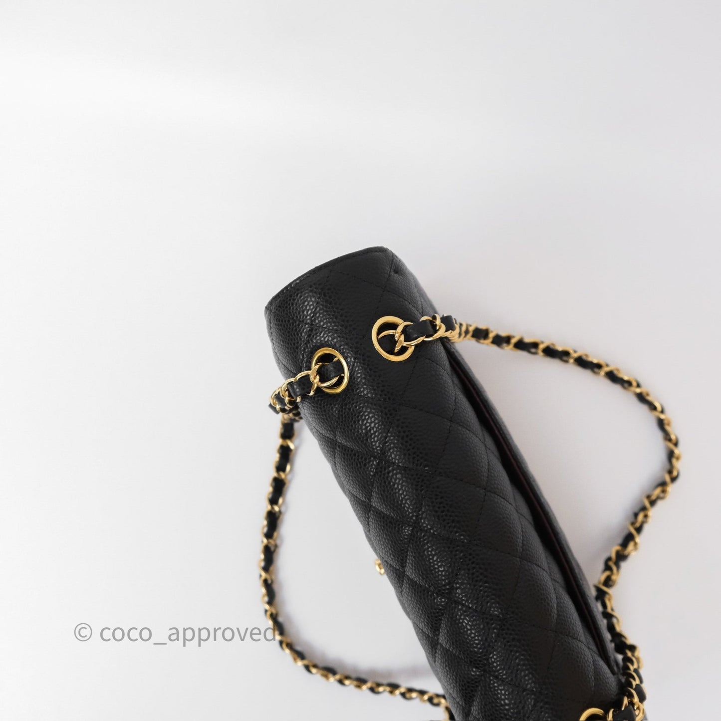 Chanel M/L Medium Classic Flap Quilted Black Caviar Gold Hardware