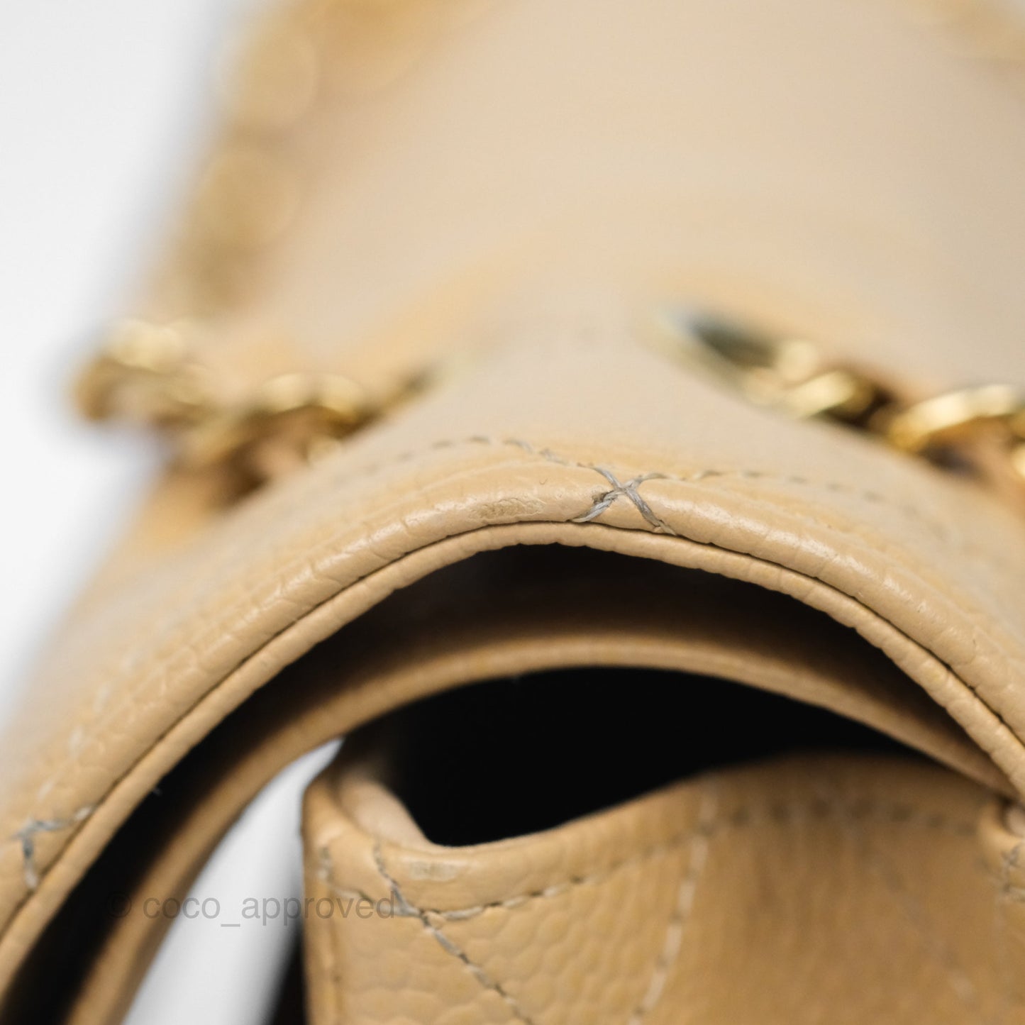 Chanel M/L Medium Classic Flap Quilted Beige Caviar Gold Hardware