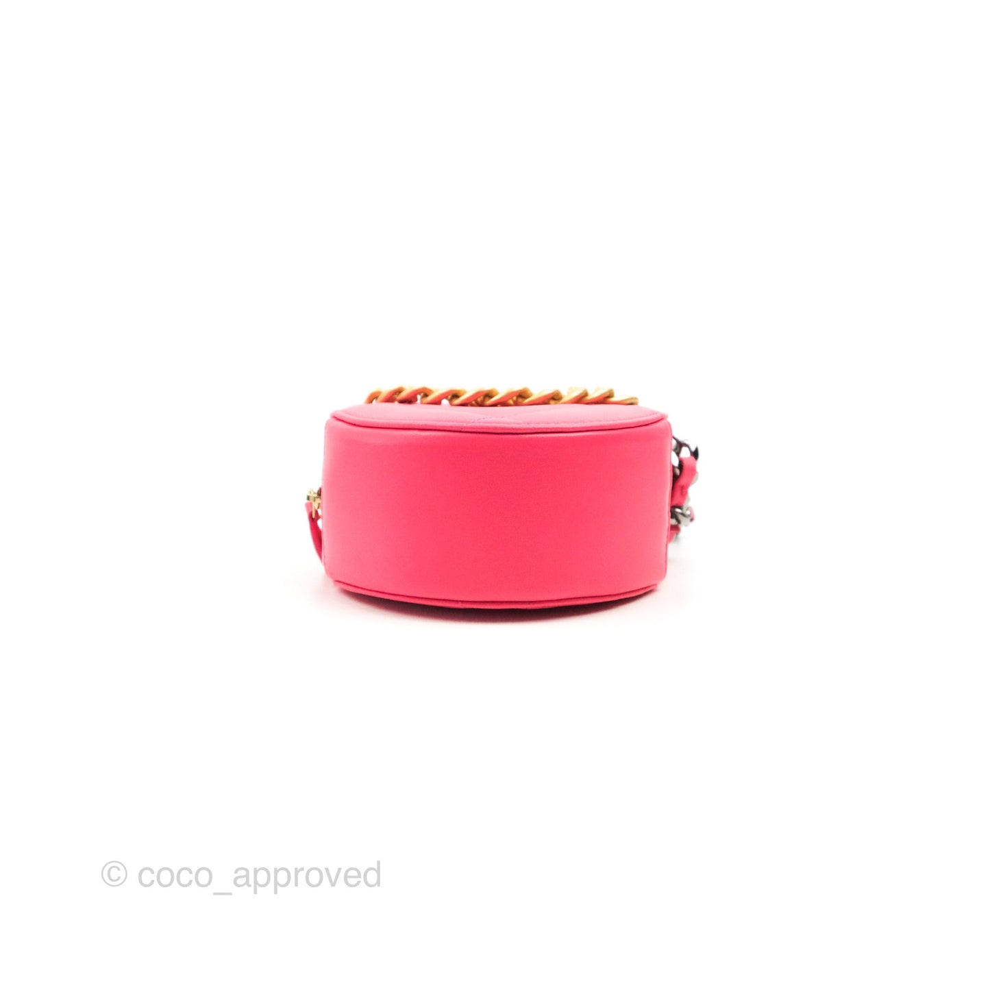Chanel 19 Round Clutch With Chain Dark Pink Mixed Hardware
