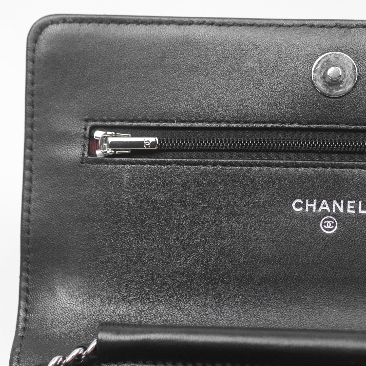 Chanel Quilted Classic Wallet on Chain WOC Black Lambskin Silver Hardware