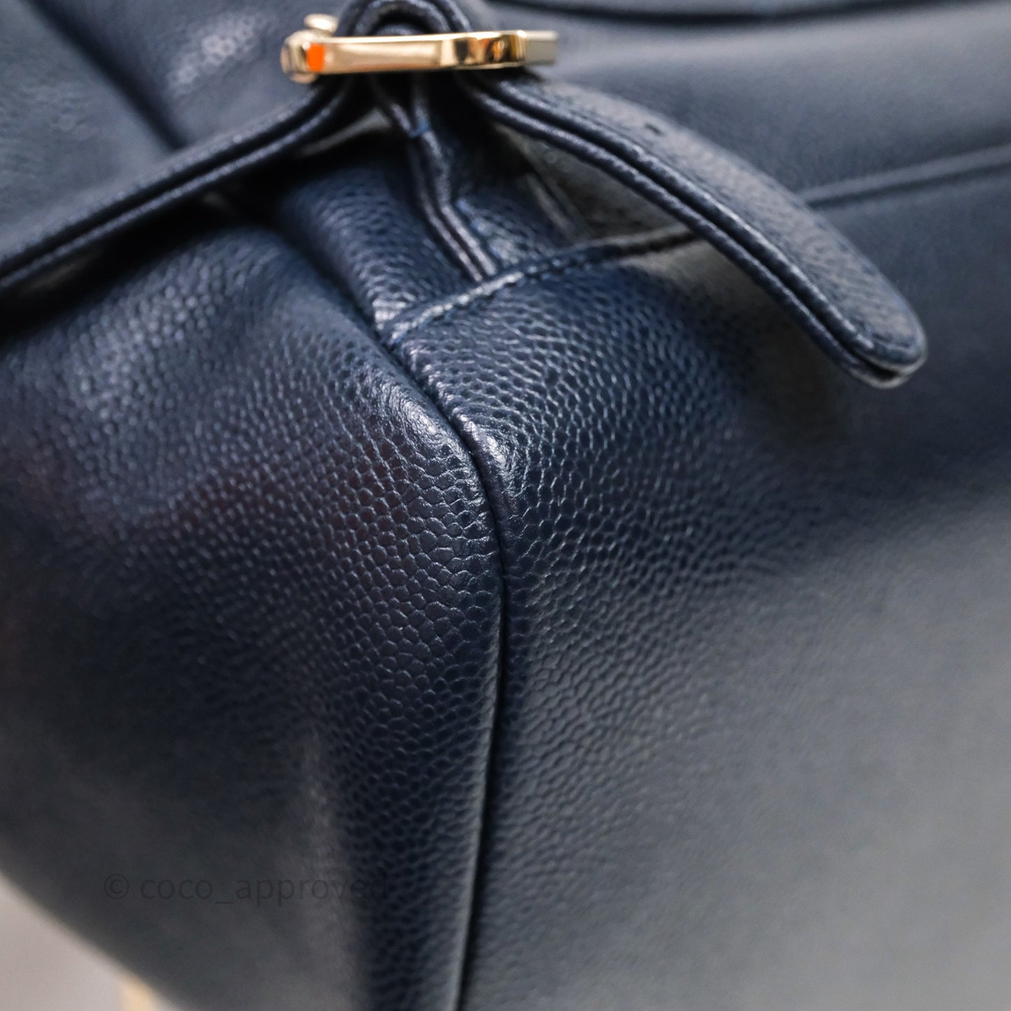 Chanel Quilted Business Affinity Backpack Navy Caviar Light Gold Hardware