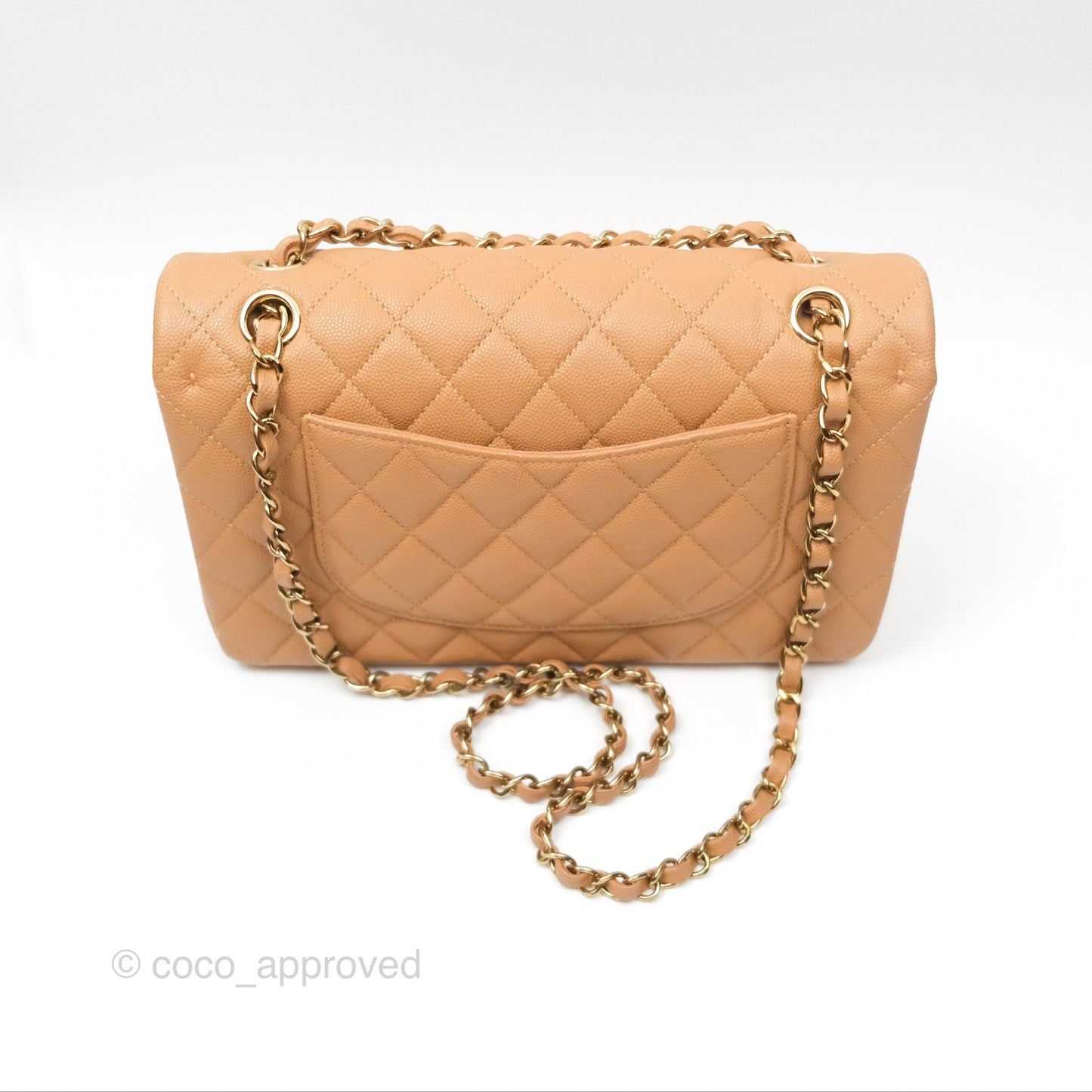 Chanel Classic M/L Medium Flap Quilted Beige Caviar Gold Hardware 23P