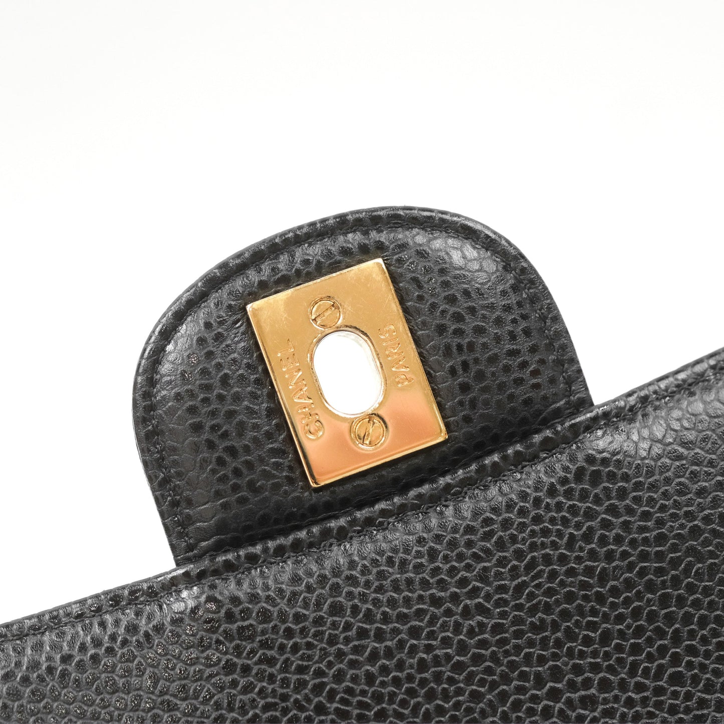Chanel Classic M/L Medium Flap Quilted Black Caviar Gold Hardware