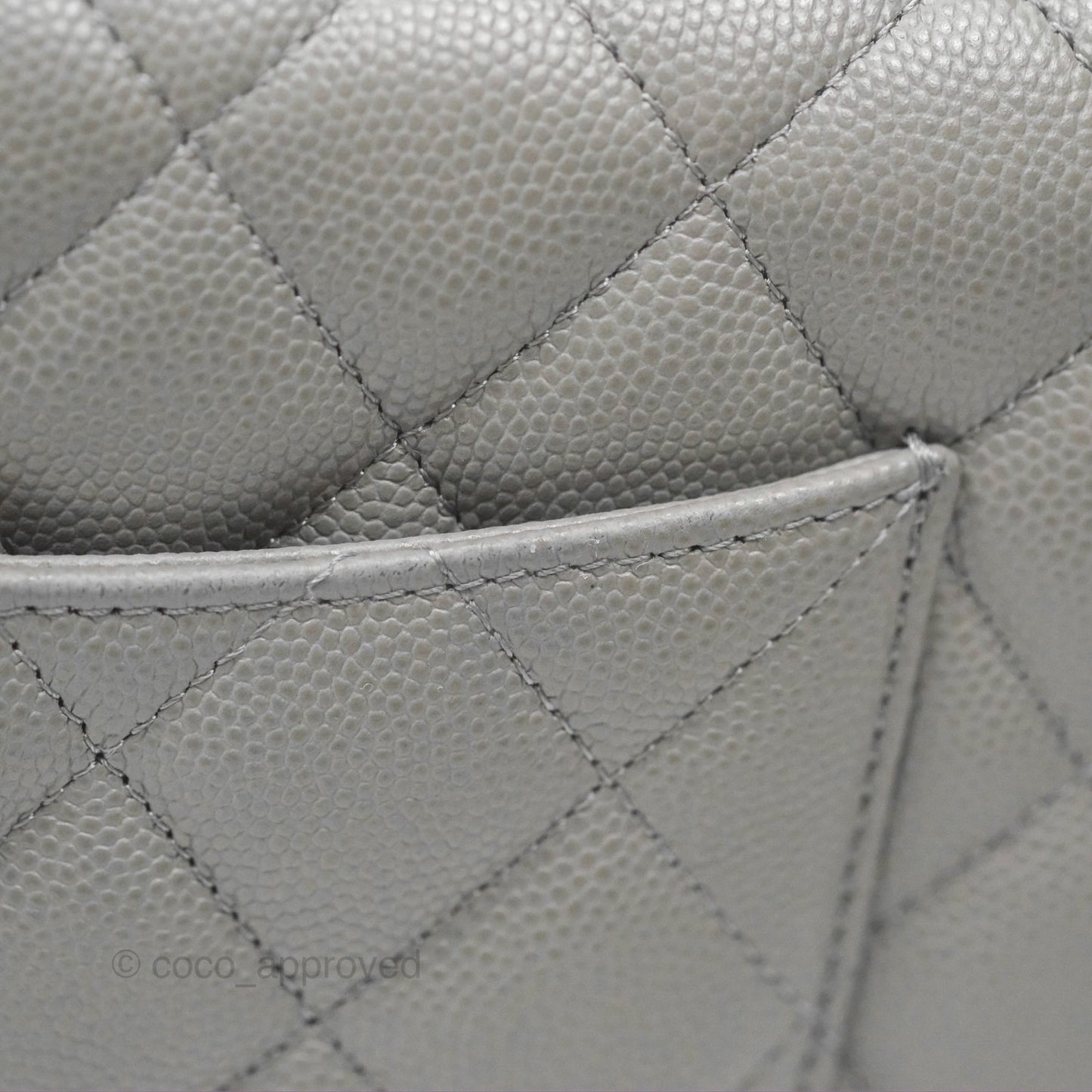 Chanel Classic Quilted Wallet On Chain WOC Grey Caviar Gold Hardware