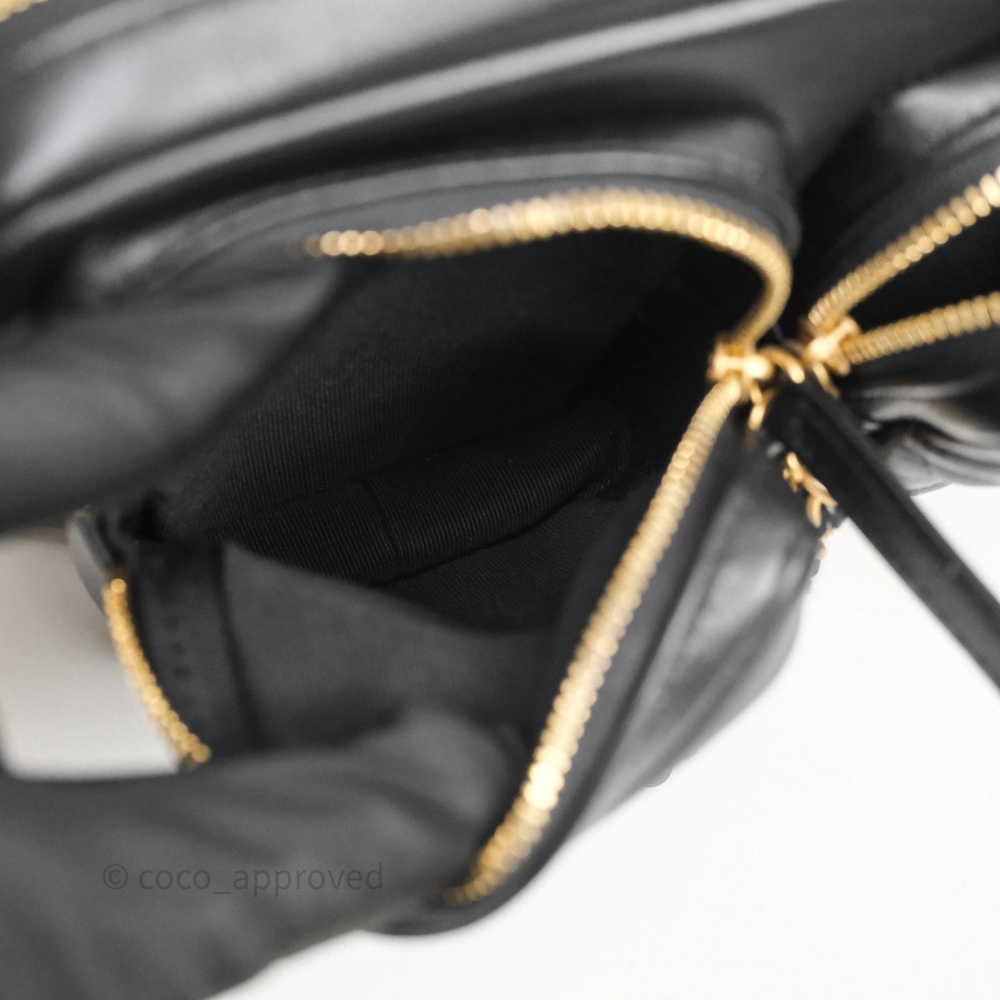 Chanel Small Camera Case Quilted Black Calfskin Aged Gold Hardware 22C