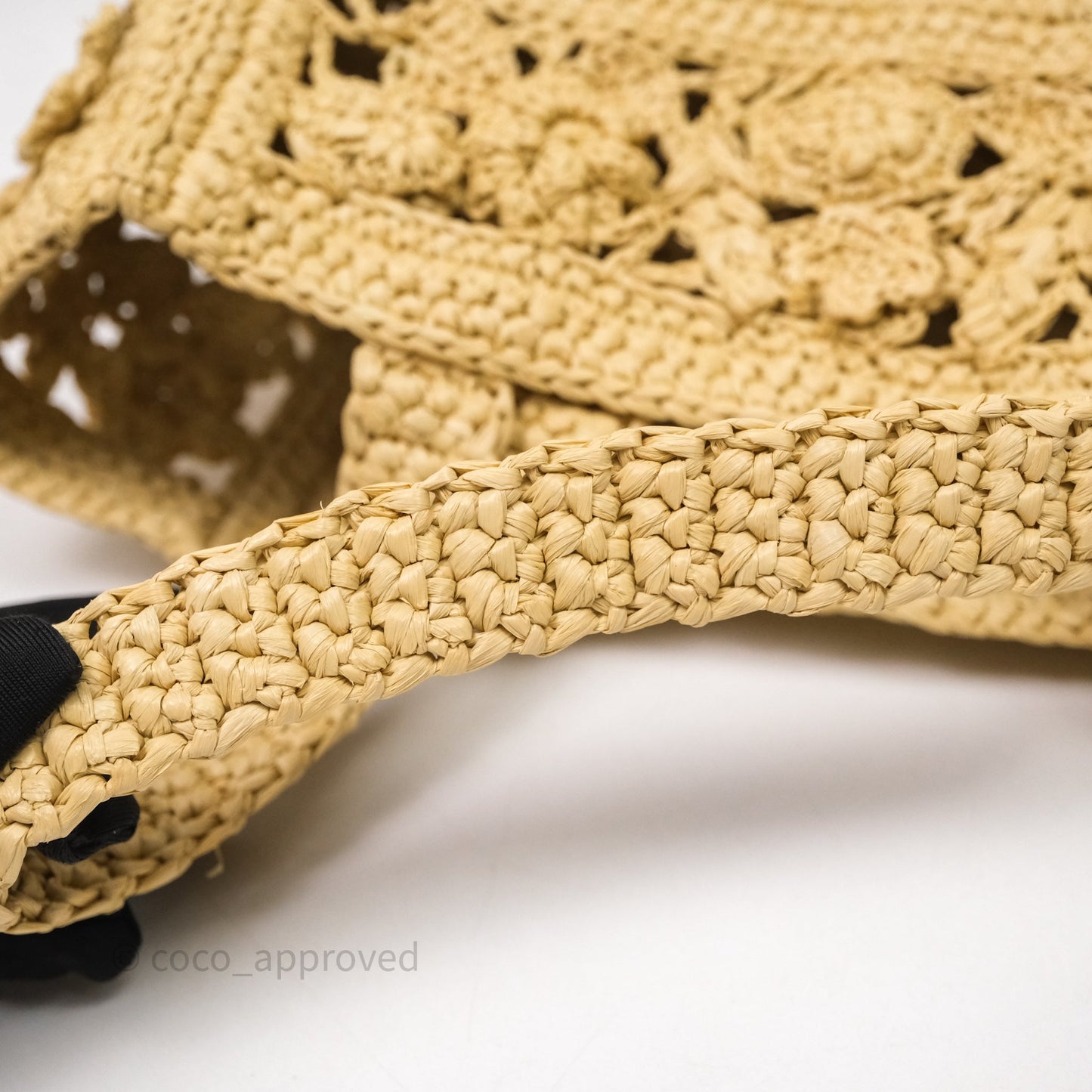 Christian Dior Floral Embellished Book Tote Bag Raffia Natural
