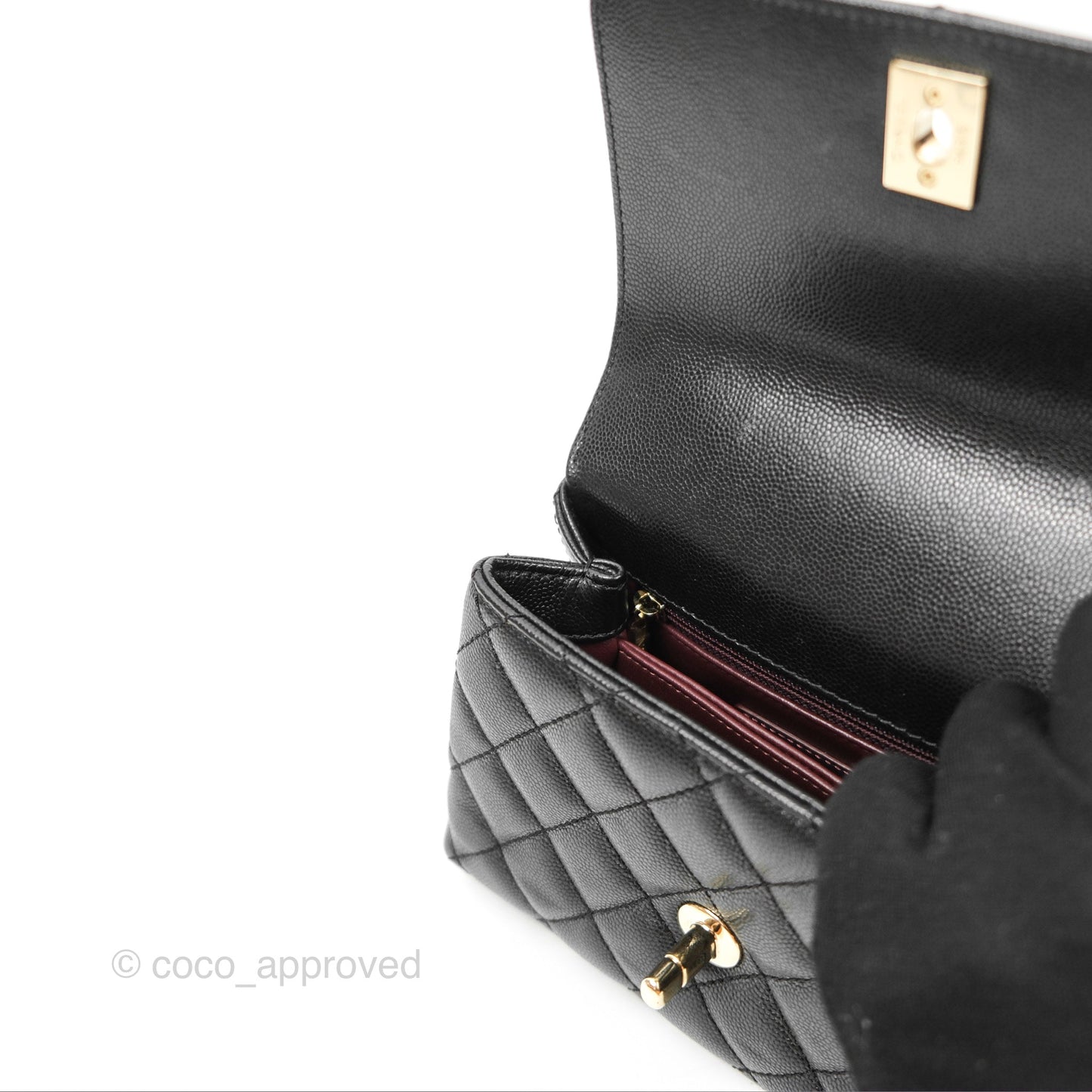 Chanel Mini Coco Handle Quilted Black Caviar Gold Hardware