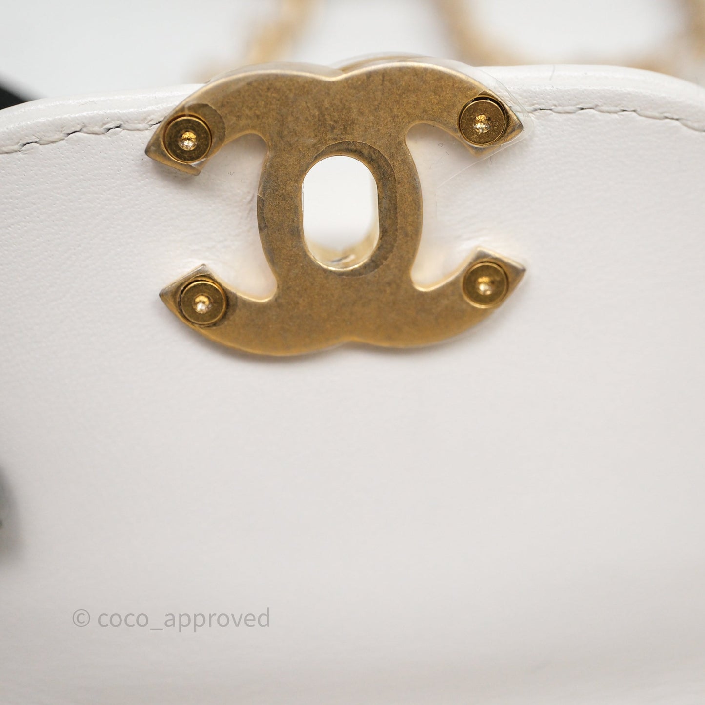 Chanel Kelly Bag Quilted White Lambskin Aged Gold Hardware