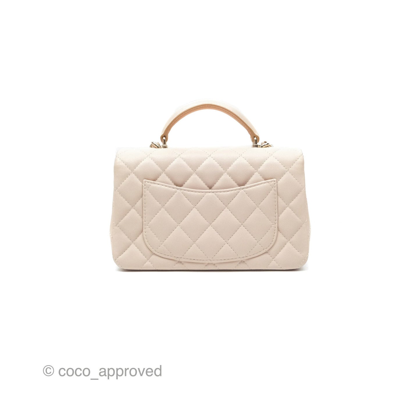 Chanel Top Handle Mini Rectangular Flap Bag Ecru/Beige Lambskin Gold Hardware 23P