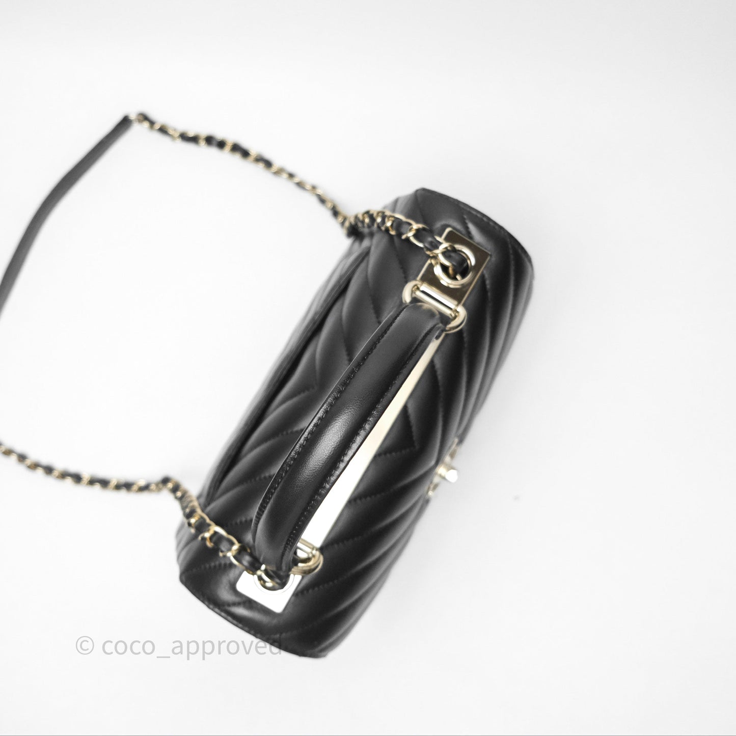 Chanel Small Trendy CC Black Chevron Lambskin Gold Hardware