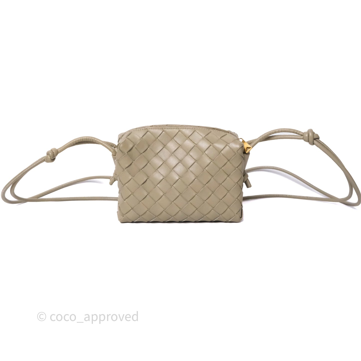 Bottega Veneta Mini Loop Camera Bag Intrecciato Lambskin Travertine