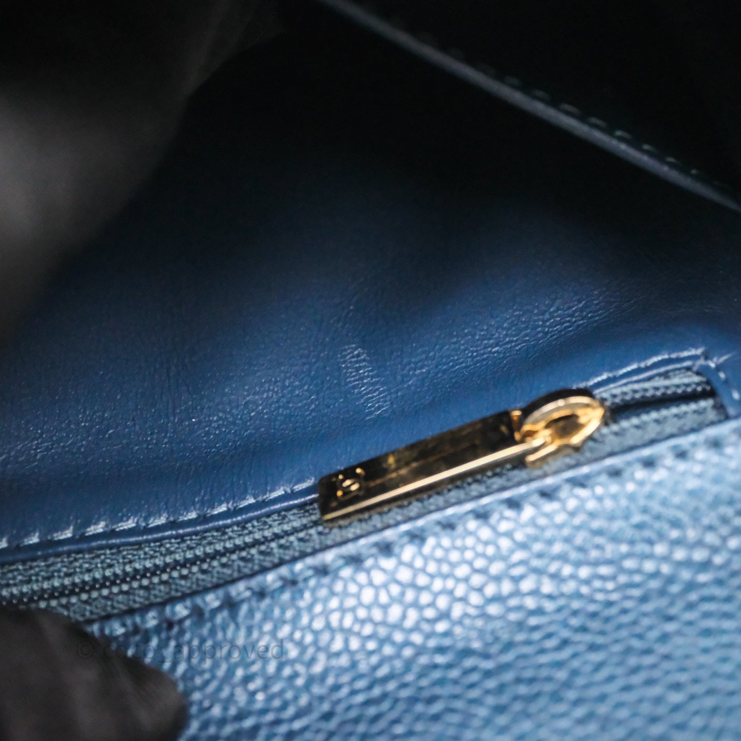 Chanel Quilted Mini Square Iridescent Navy Caviar Gold Hardware