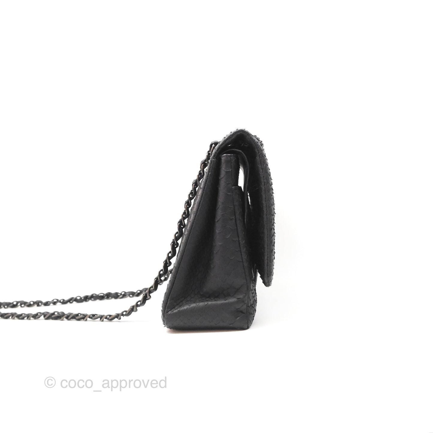 Chanel Maxi Double Flap Black Python Matte Black Hardware