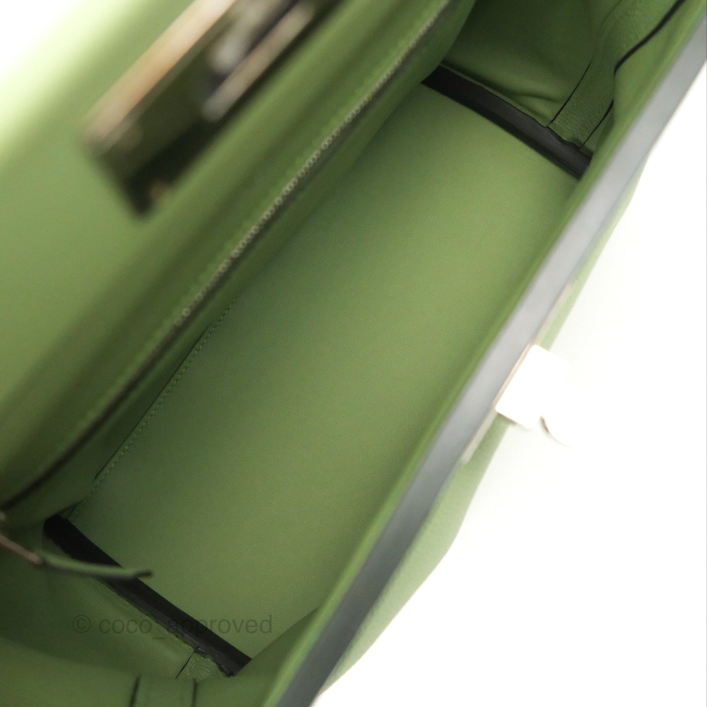 Hermès 24/24 29 Vert Criquet/Bamboo Evercolor/Swift Palladium Hardware